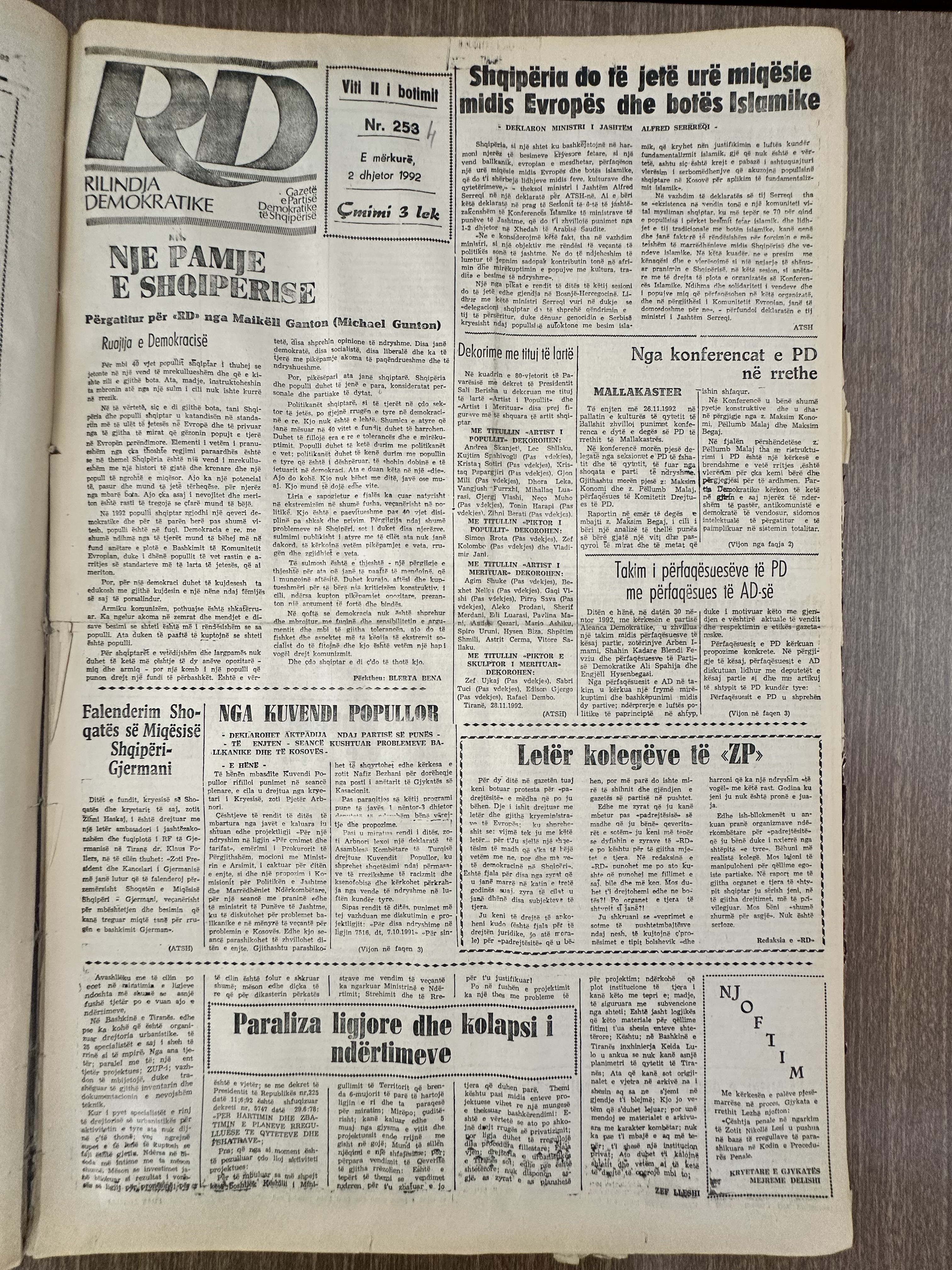 Rilindja Demokratike 1992-12-02