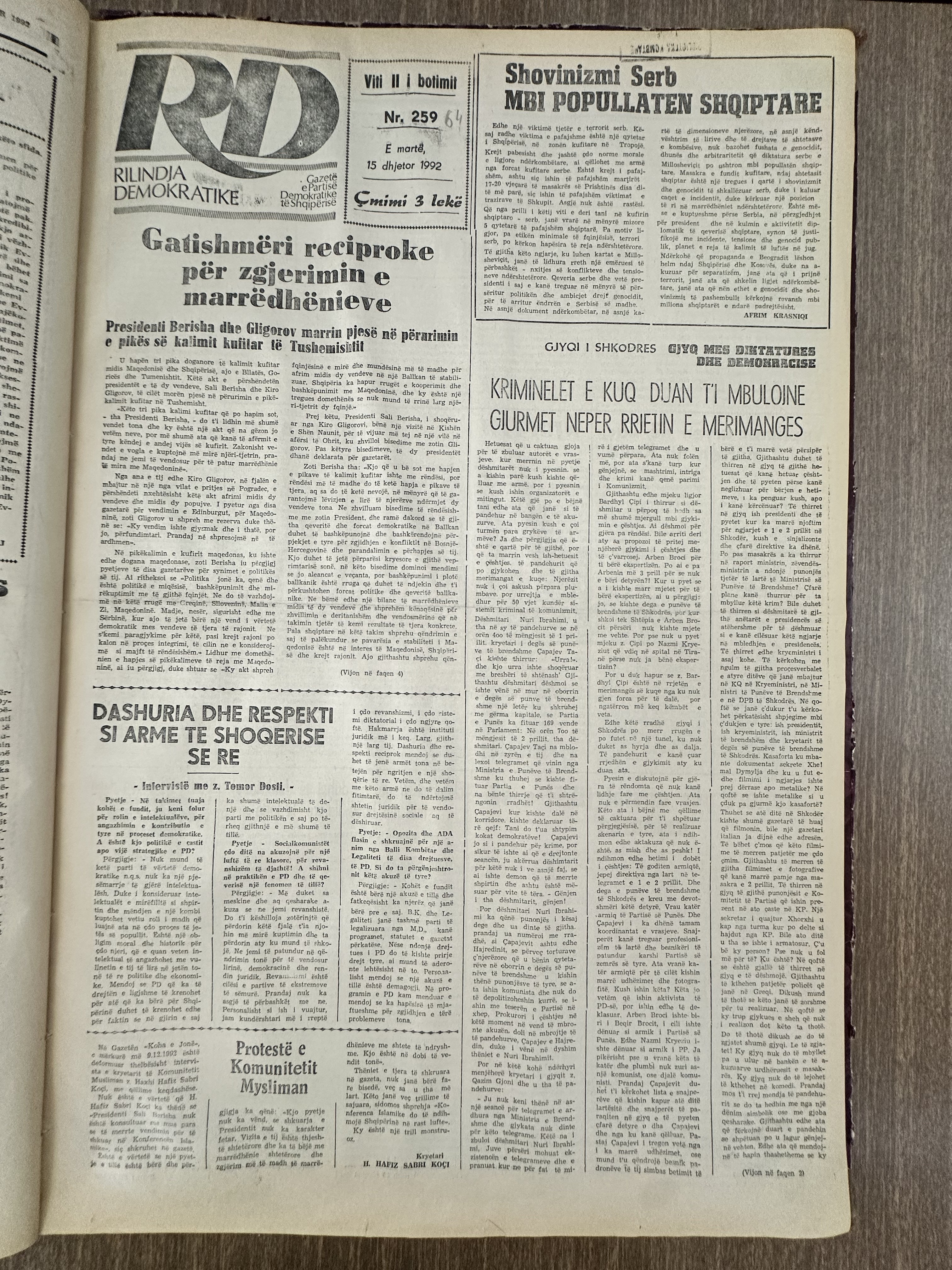 Rilindja Demokratike 1992-12-15