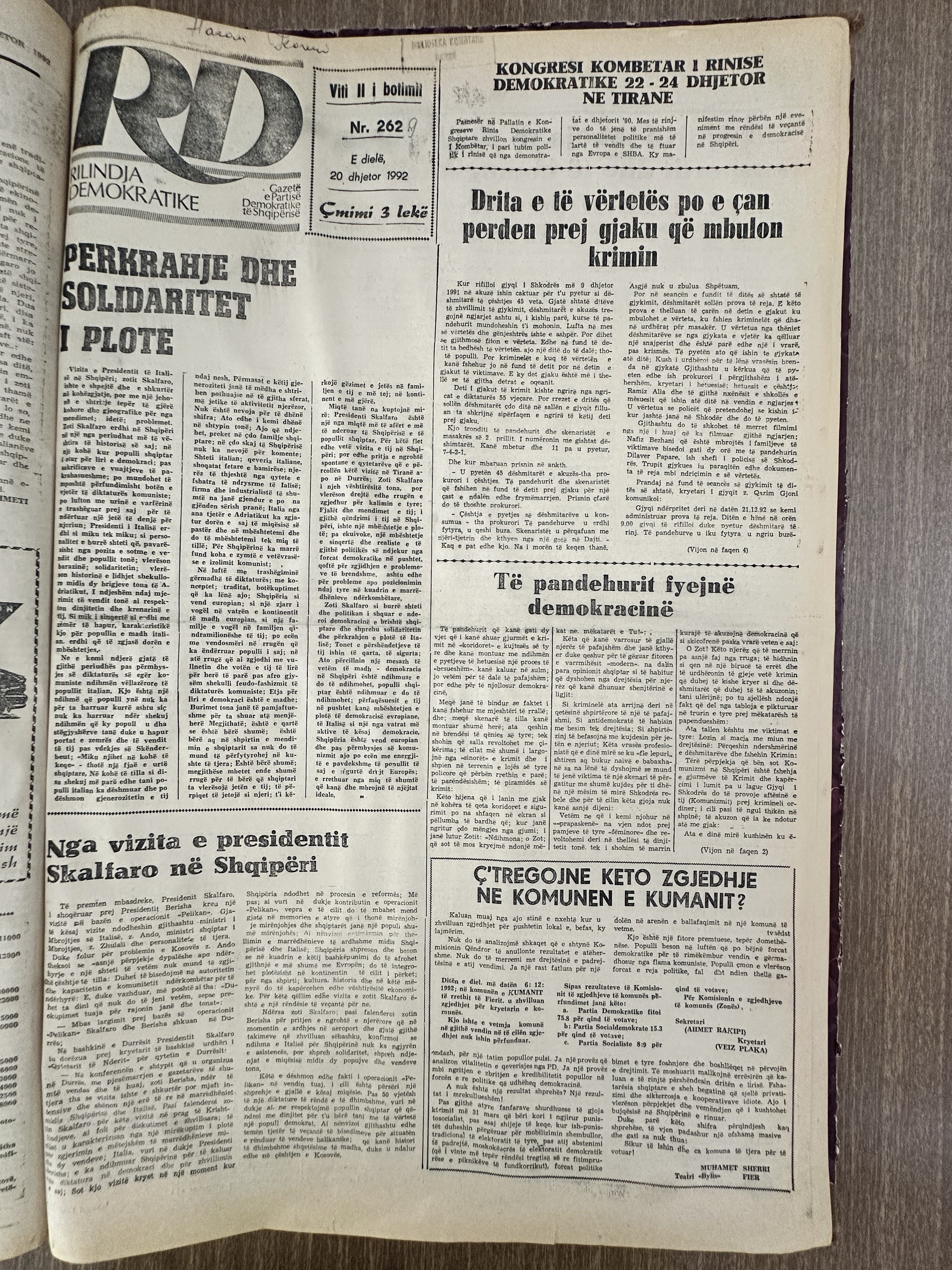 Rilindja Demokratike 1992-12-20