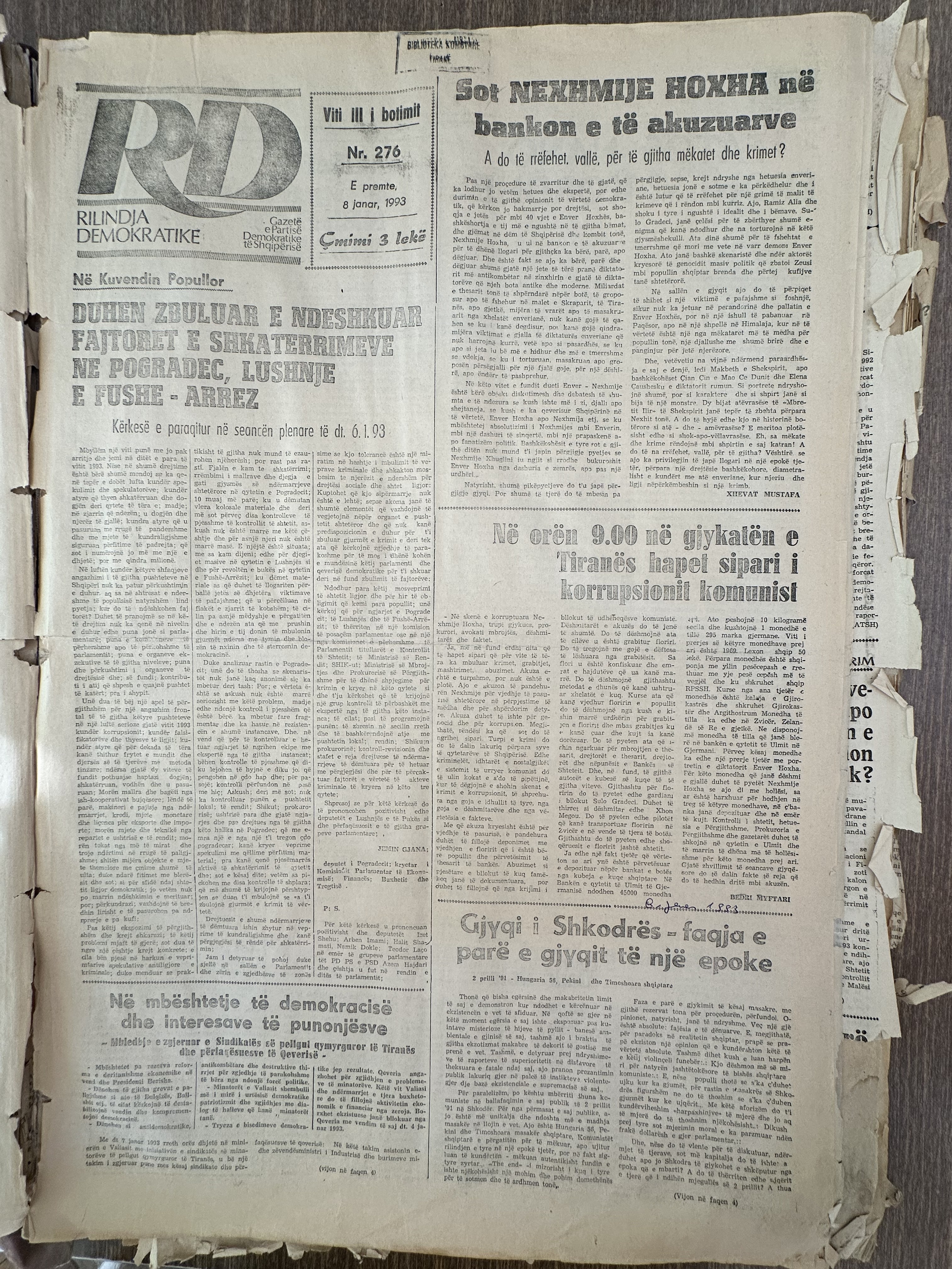 Rilindja Demokratike 1993-01-08