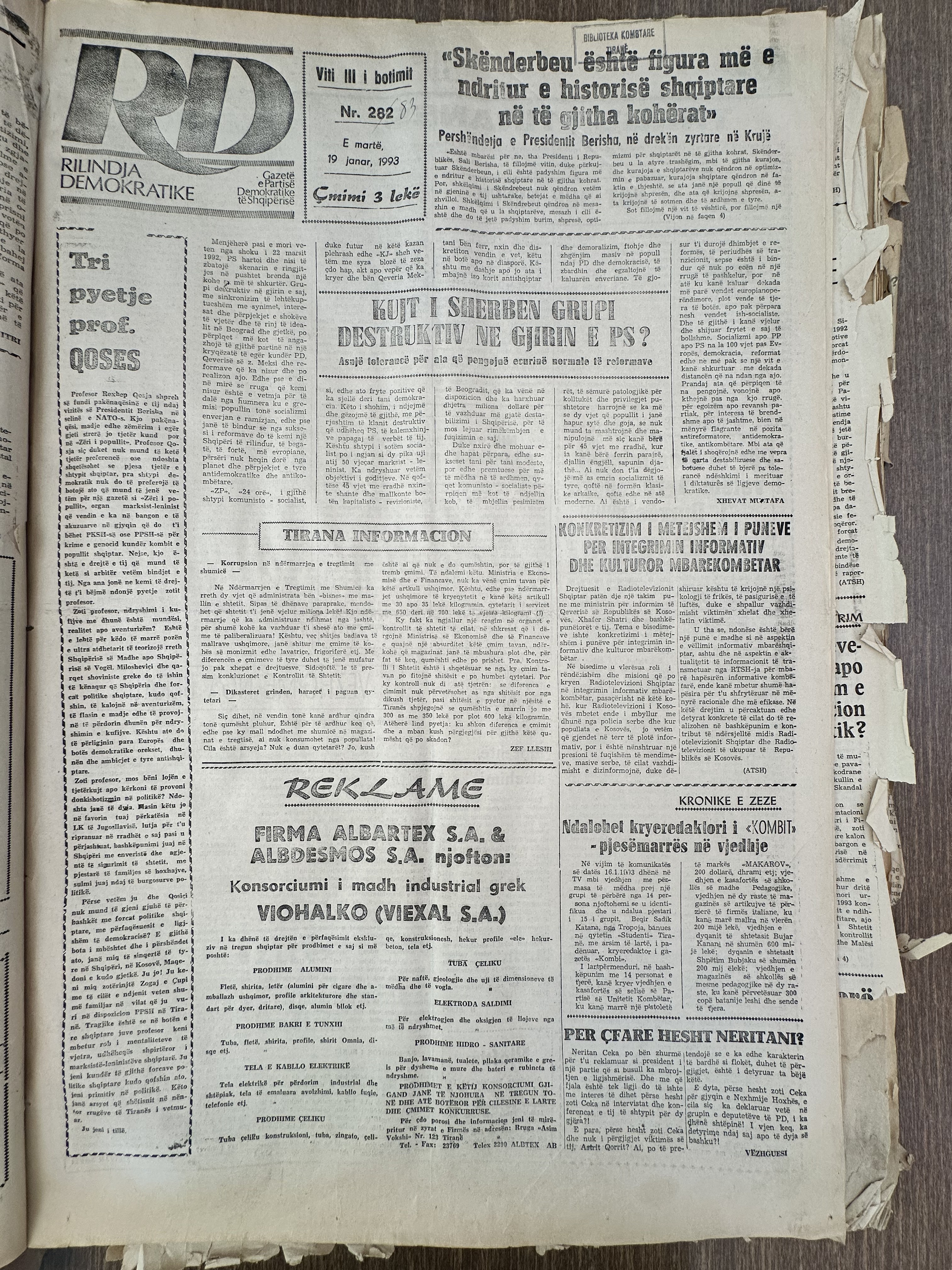 Rilindja Demokratike 1993-01-19
