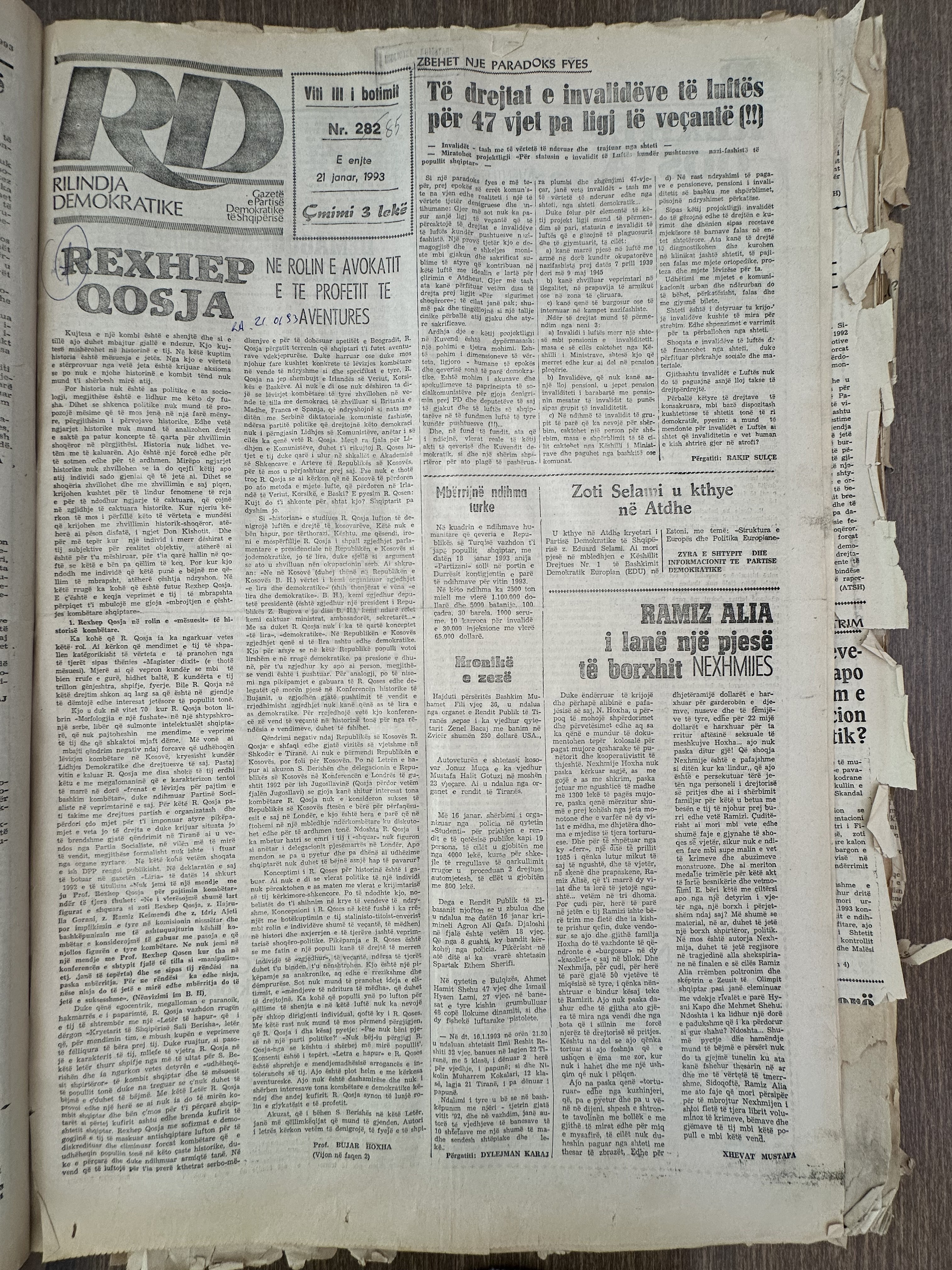 Rilindja Demokratike 1993-01-21