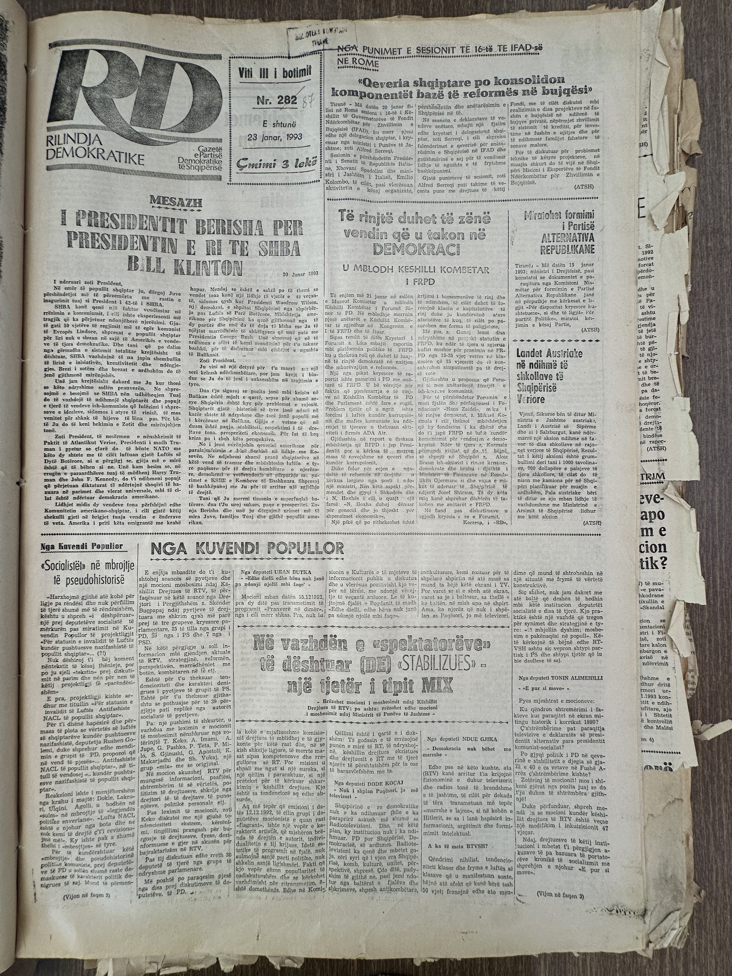 Rilindja Demokratike 1993-01-23