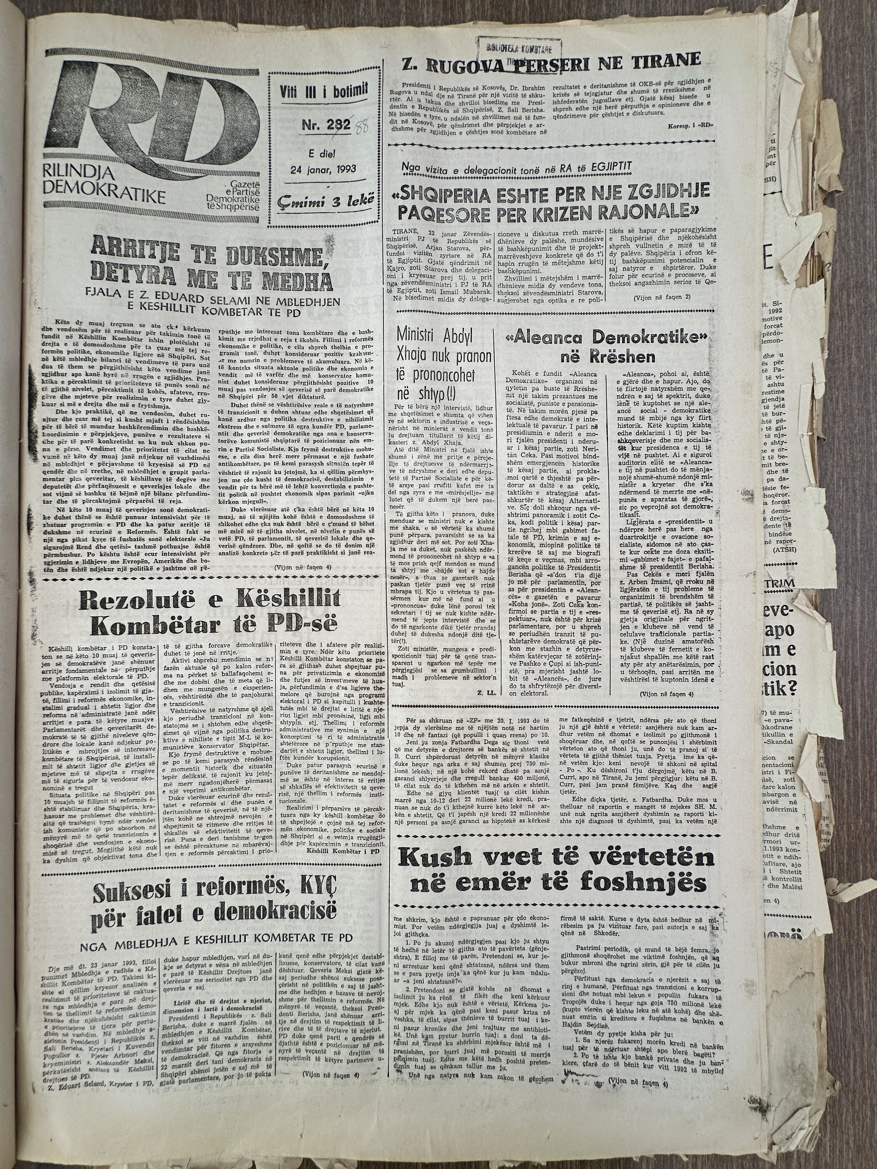 Rilindja Demokratike 1993-01-24
