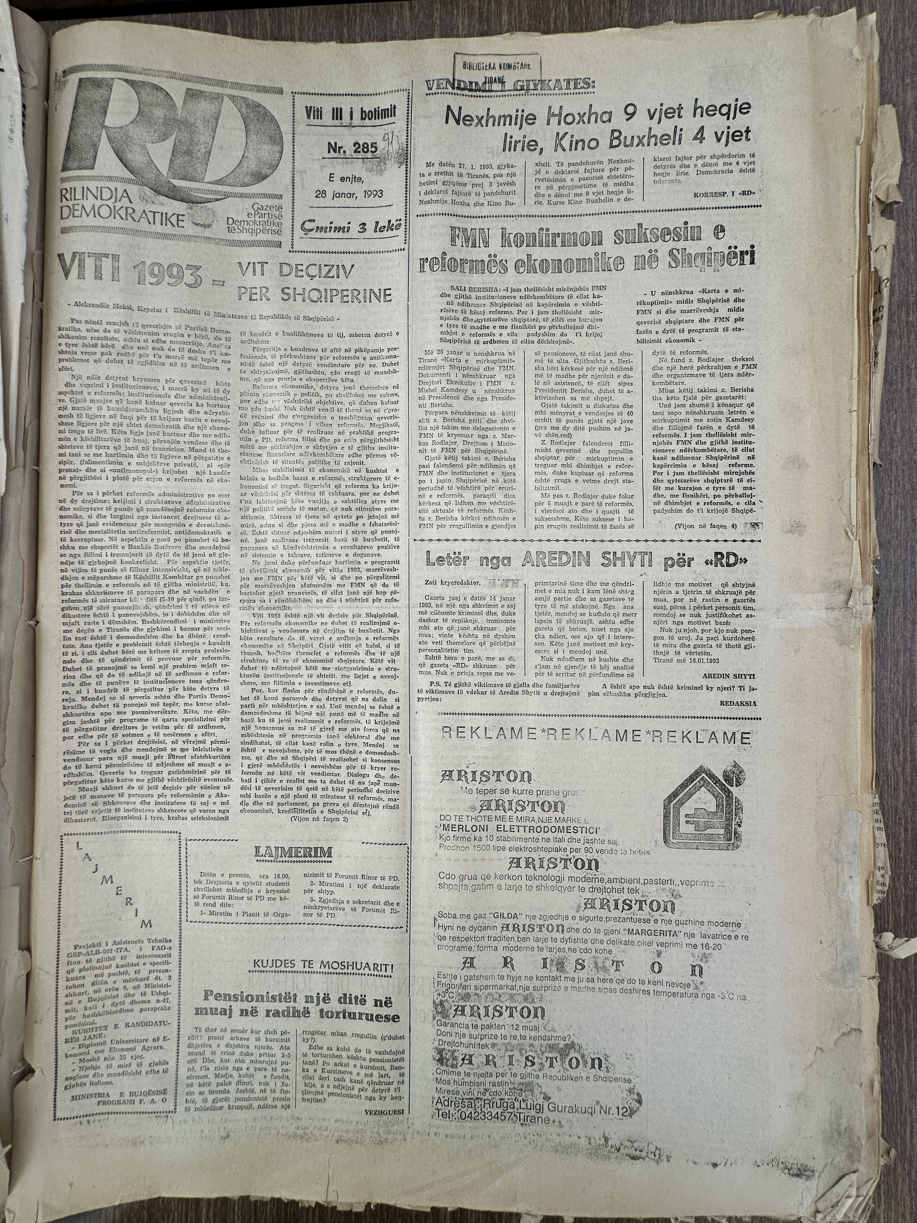 Rilindja Demokratike 1993-01-28