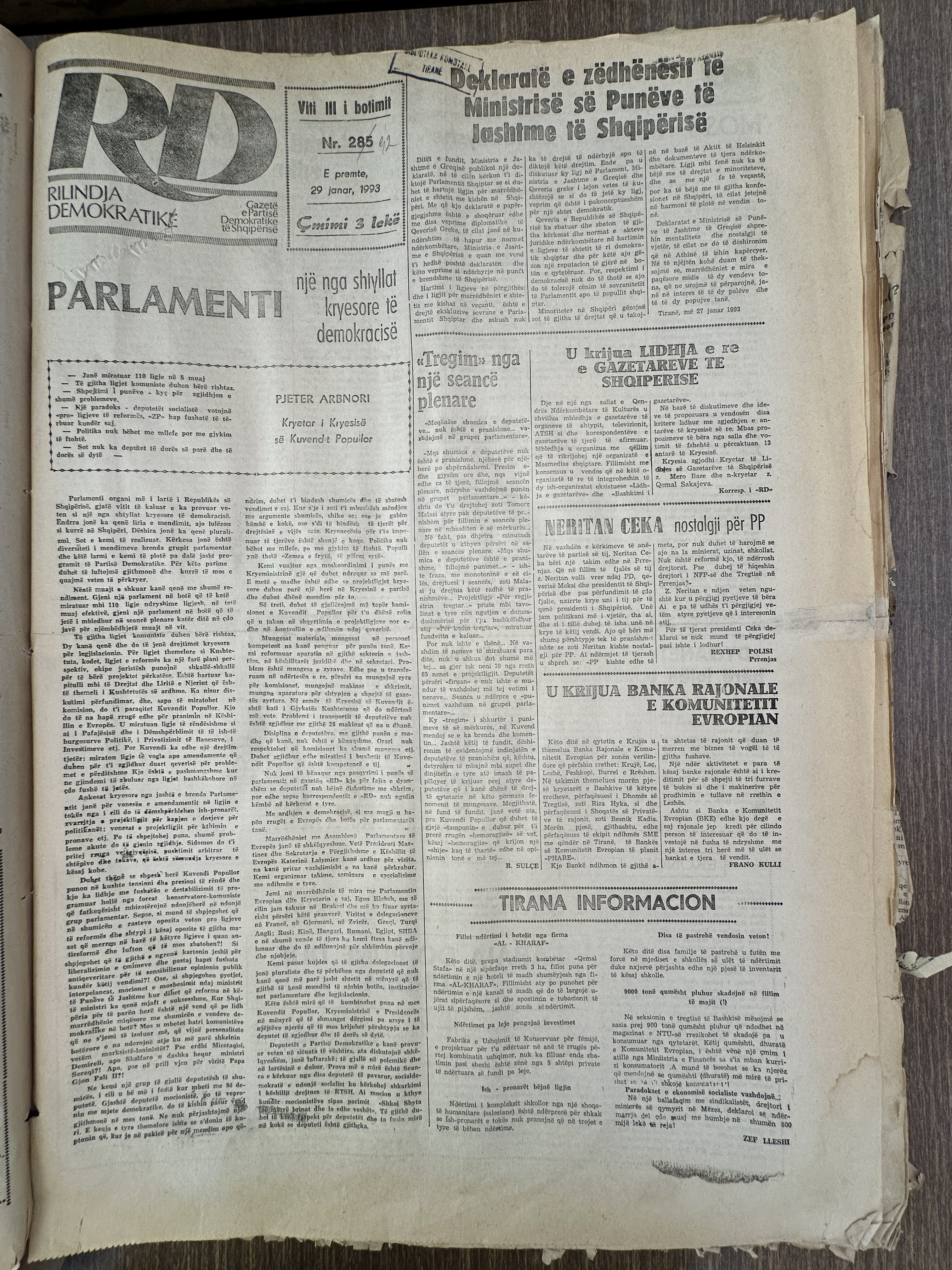 Rilindja Demokratike 1993-01-29