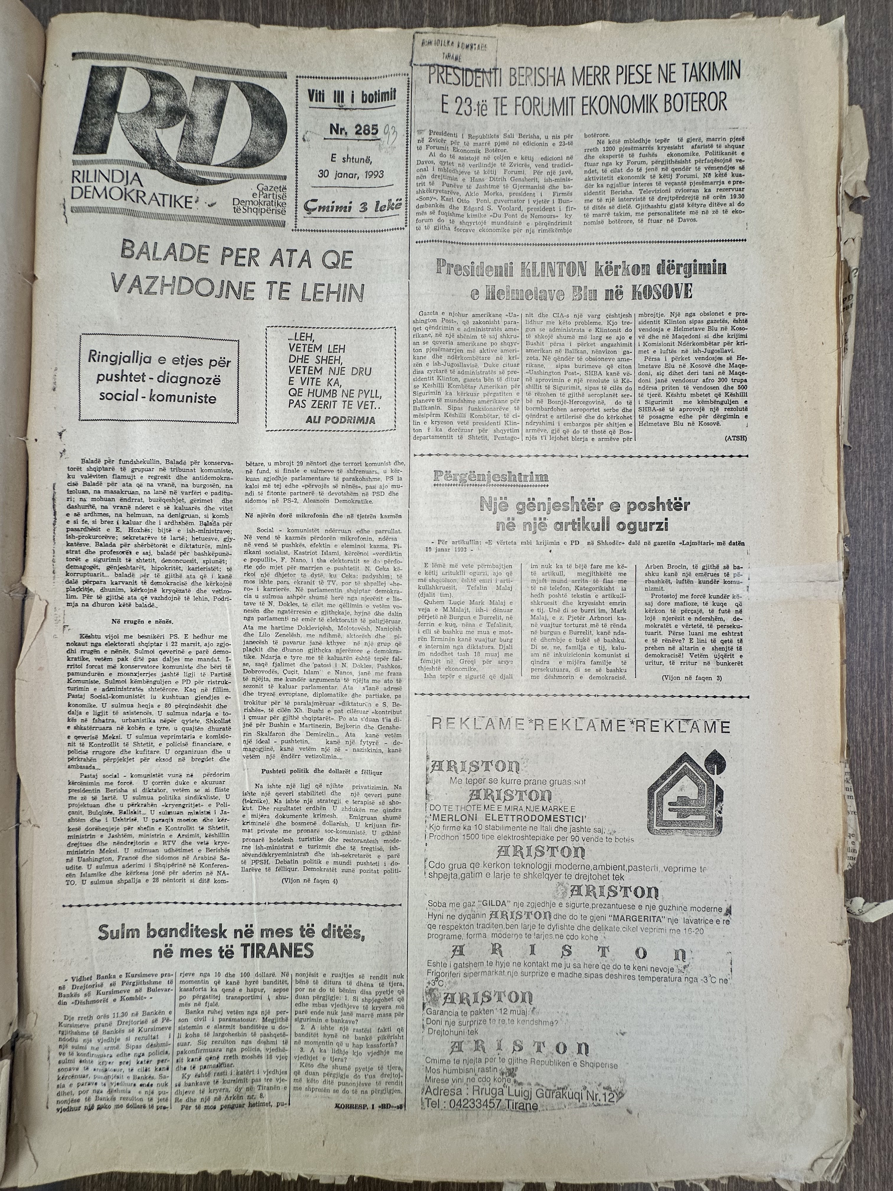 Rilindja Demokratike 1993-01-30