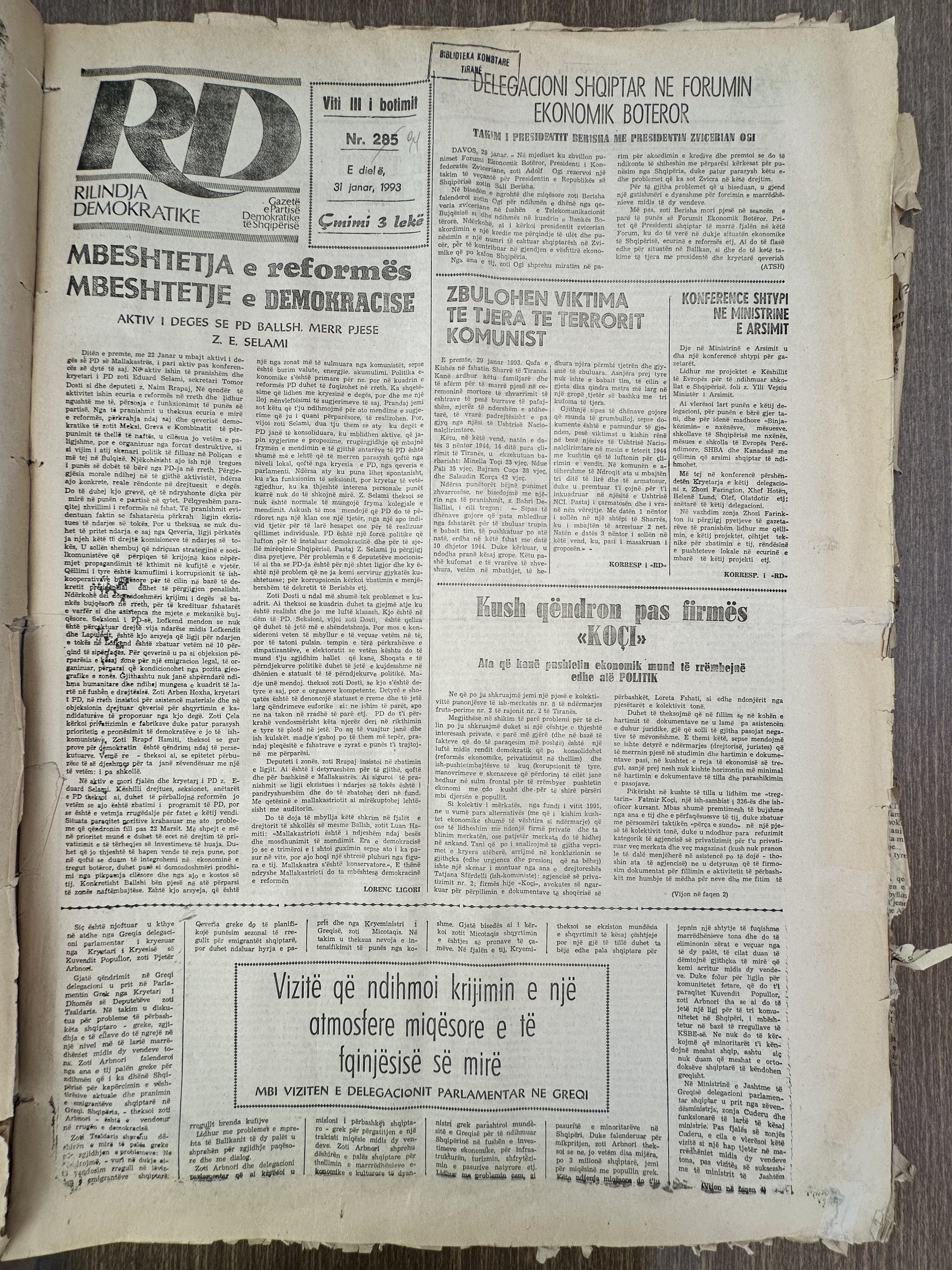 Rilindja Demokratike 1993-01-31