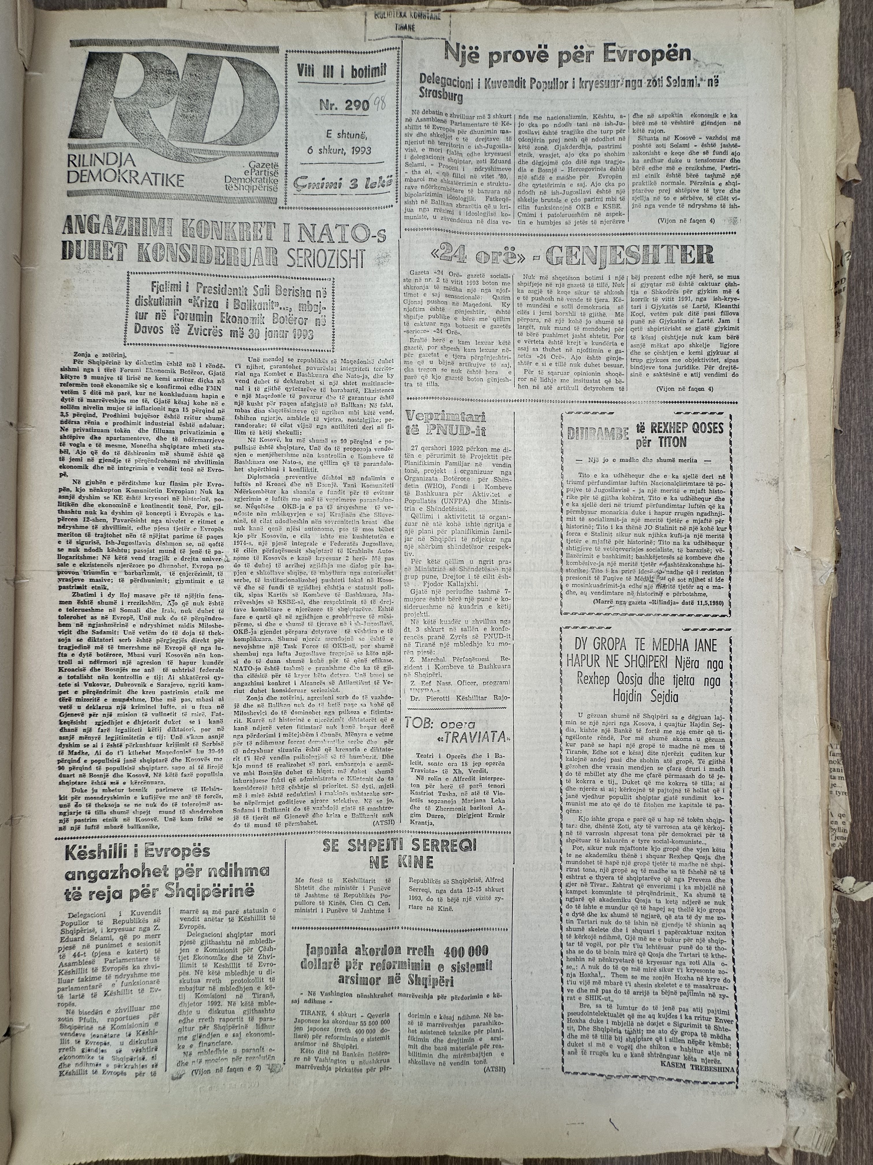 Rilindja Demokratike 1993-02-06