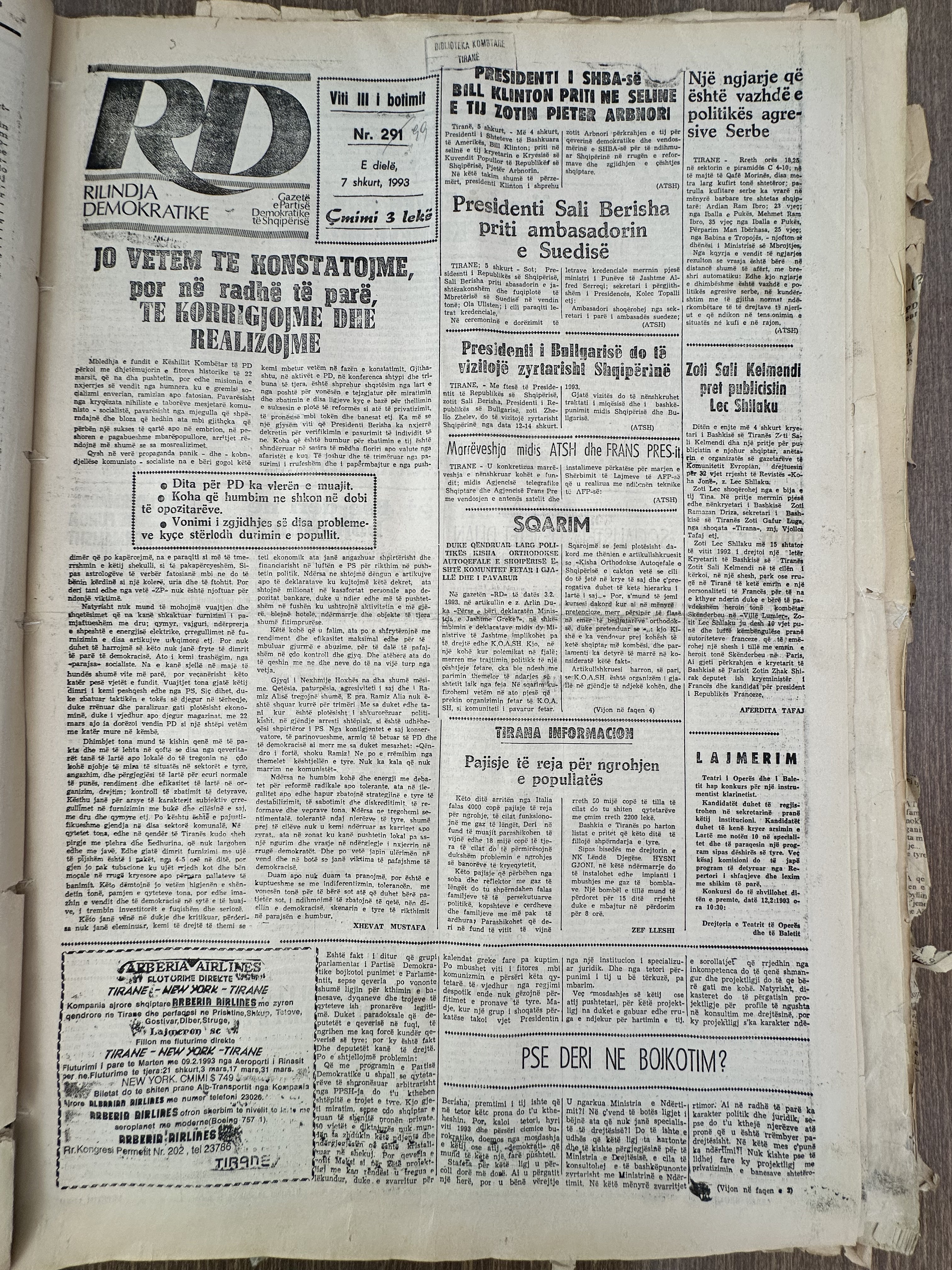 Rilindja Demokratike 1993-02-07