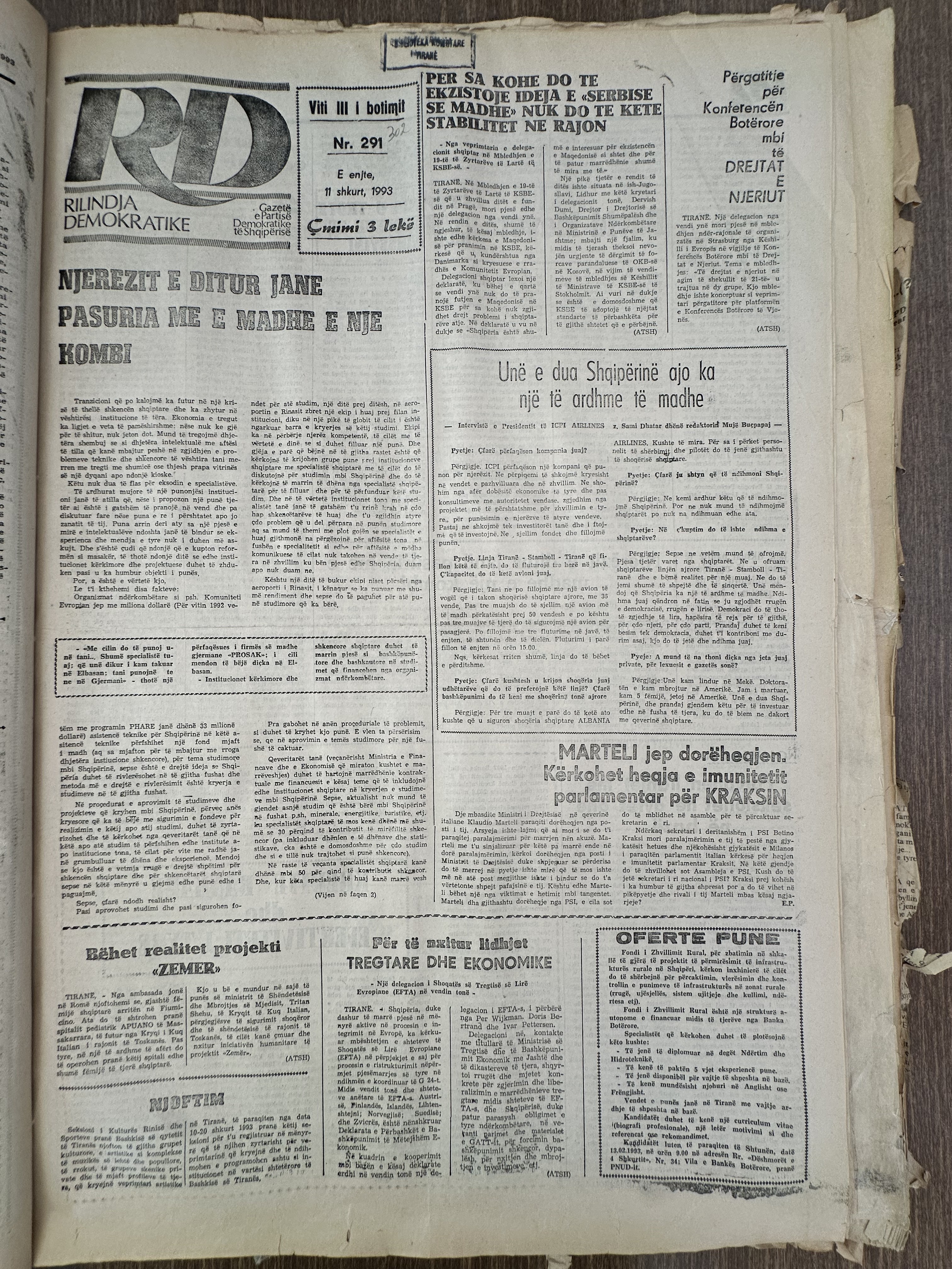 Rilindja Demokratike 1993-02-11