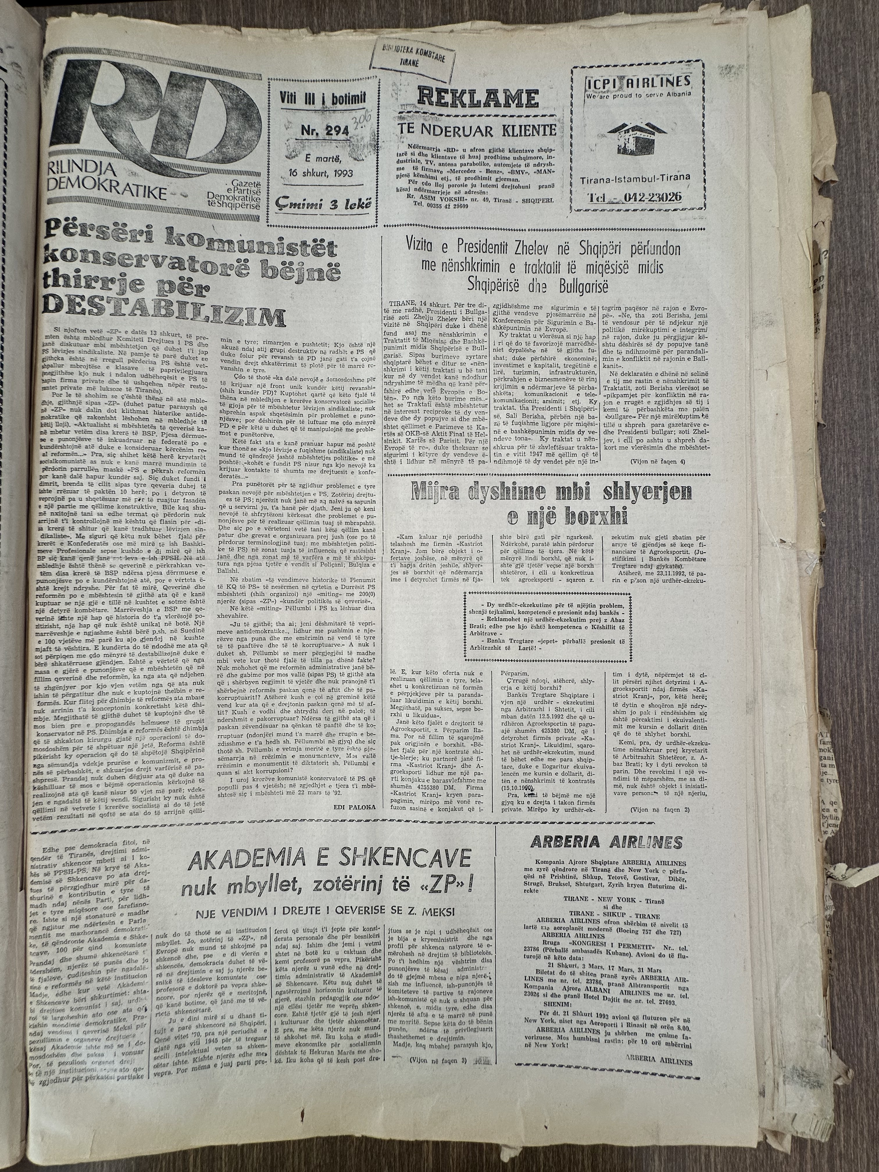Rilindja Demokratike 1993-02-16