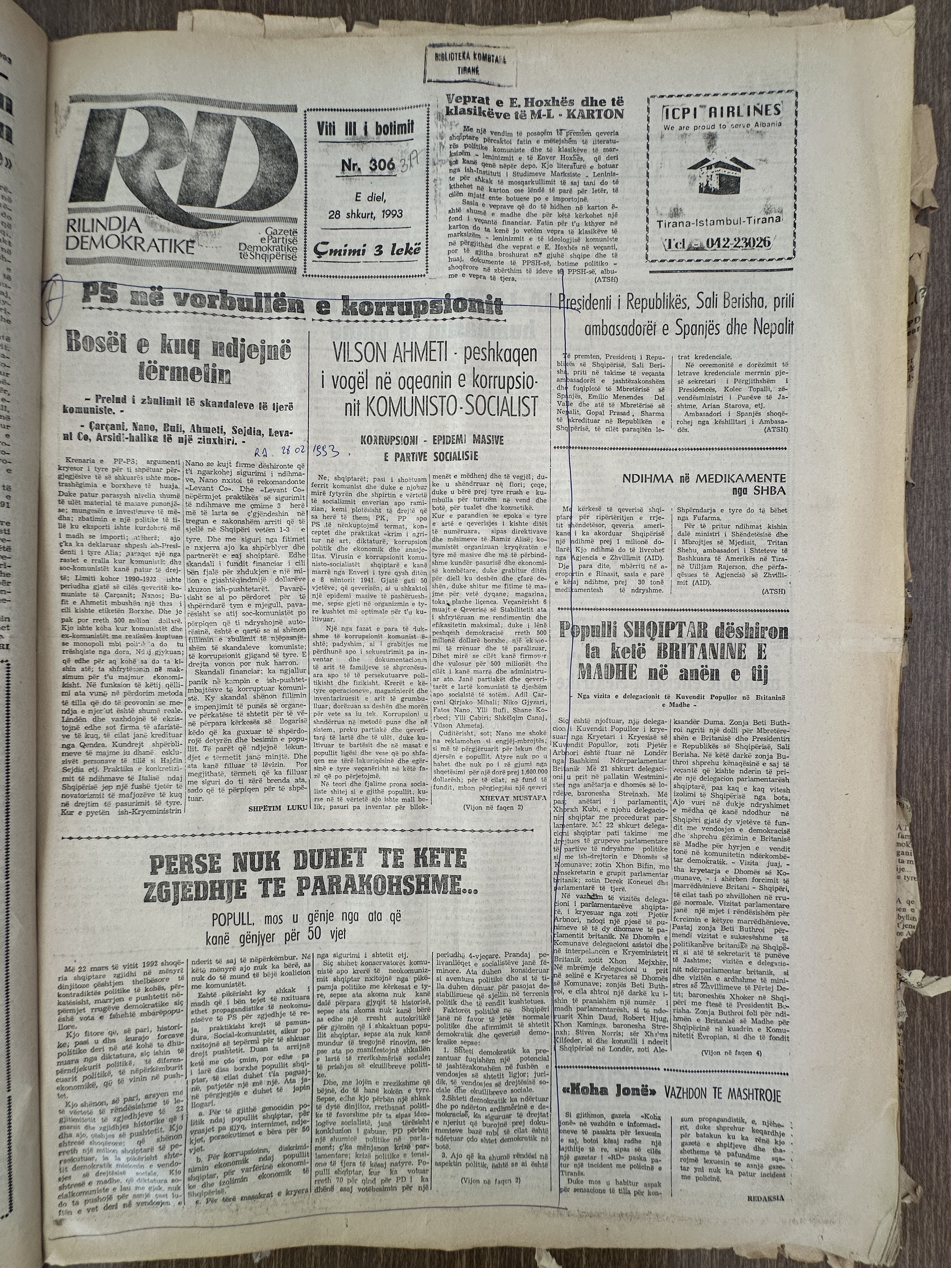 Rilindja Demokratike 1993-02-28