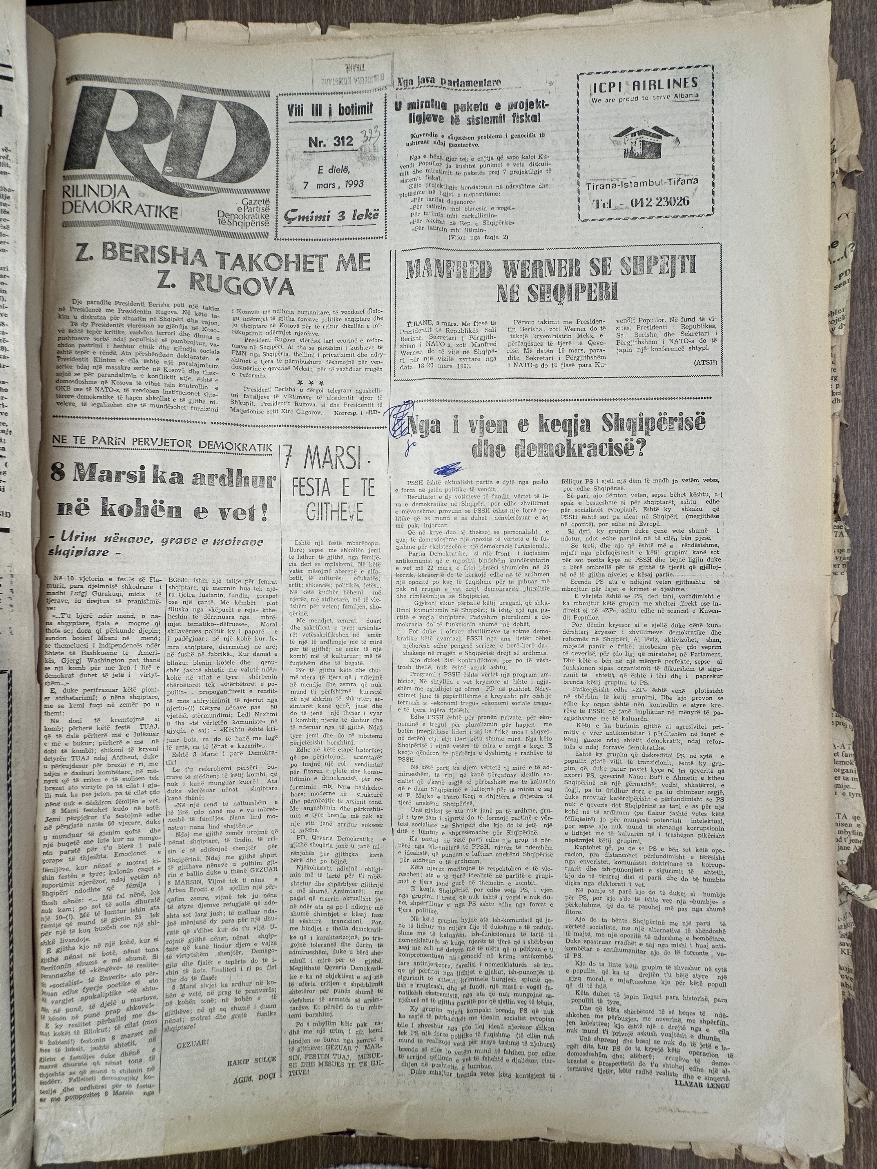 Rilindja Demokratike 1993-03-07