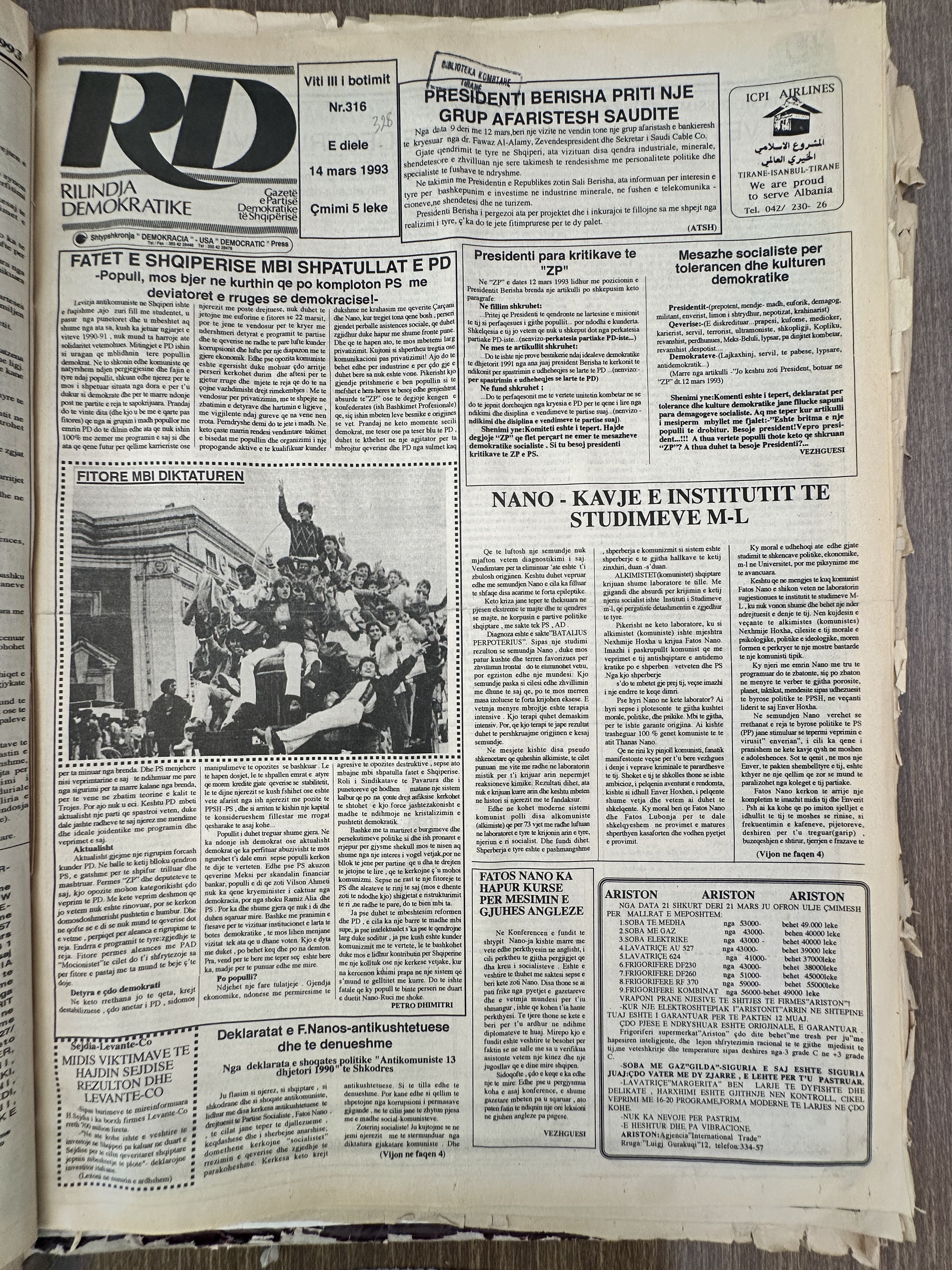 Rilindja Demokratike 1993-03-14