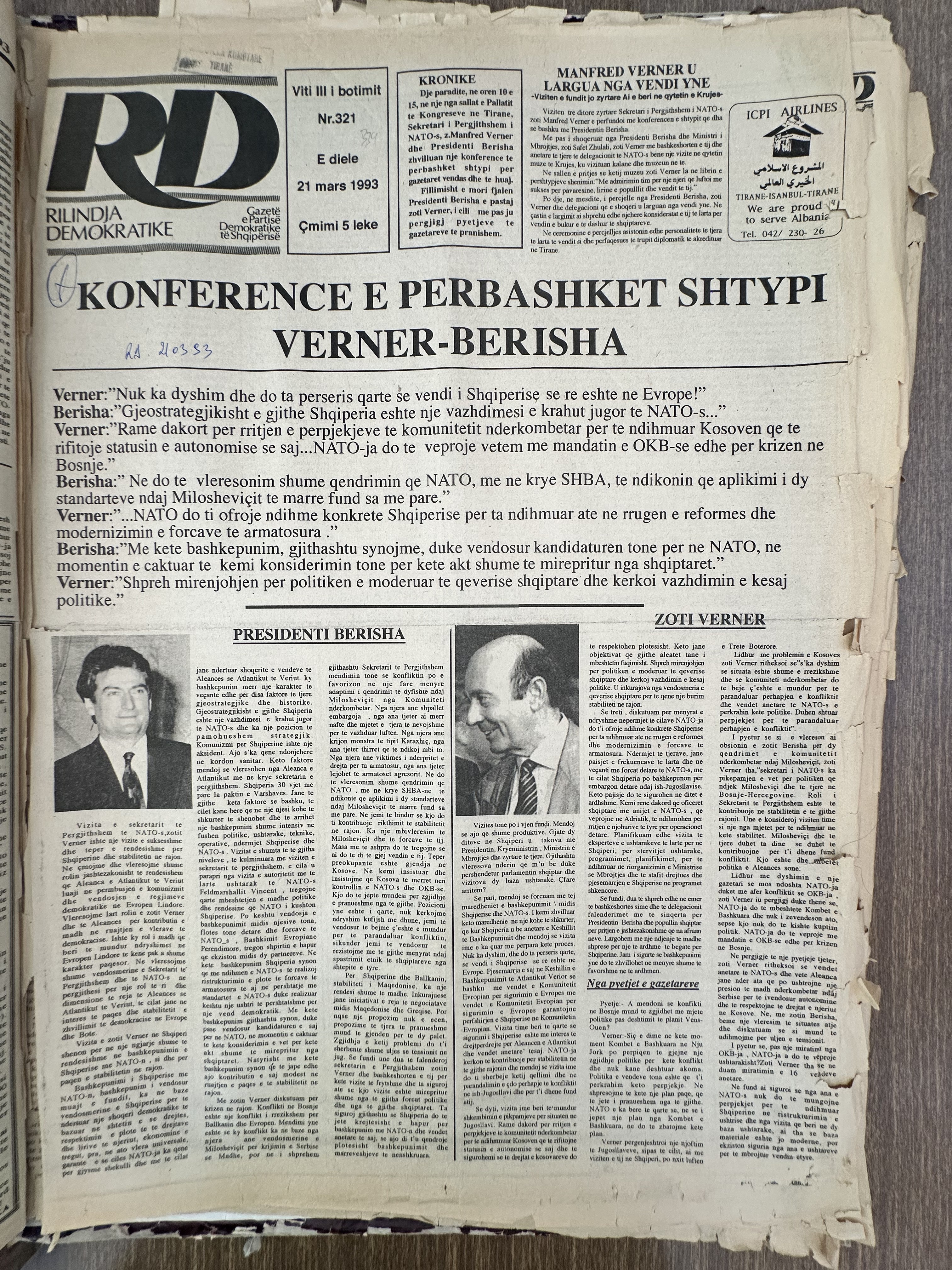 Rilindja Demokratike 1993-03-21