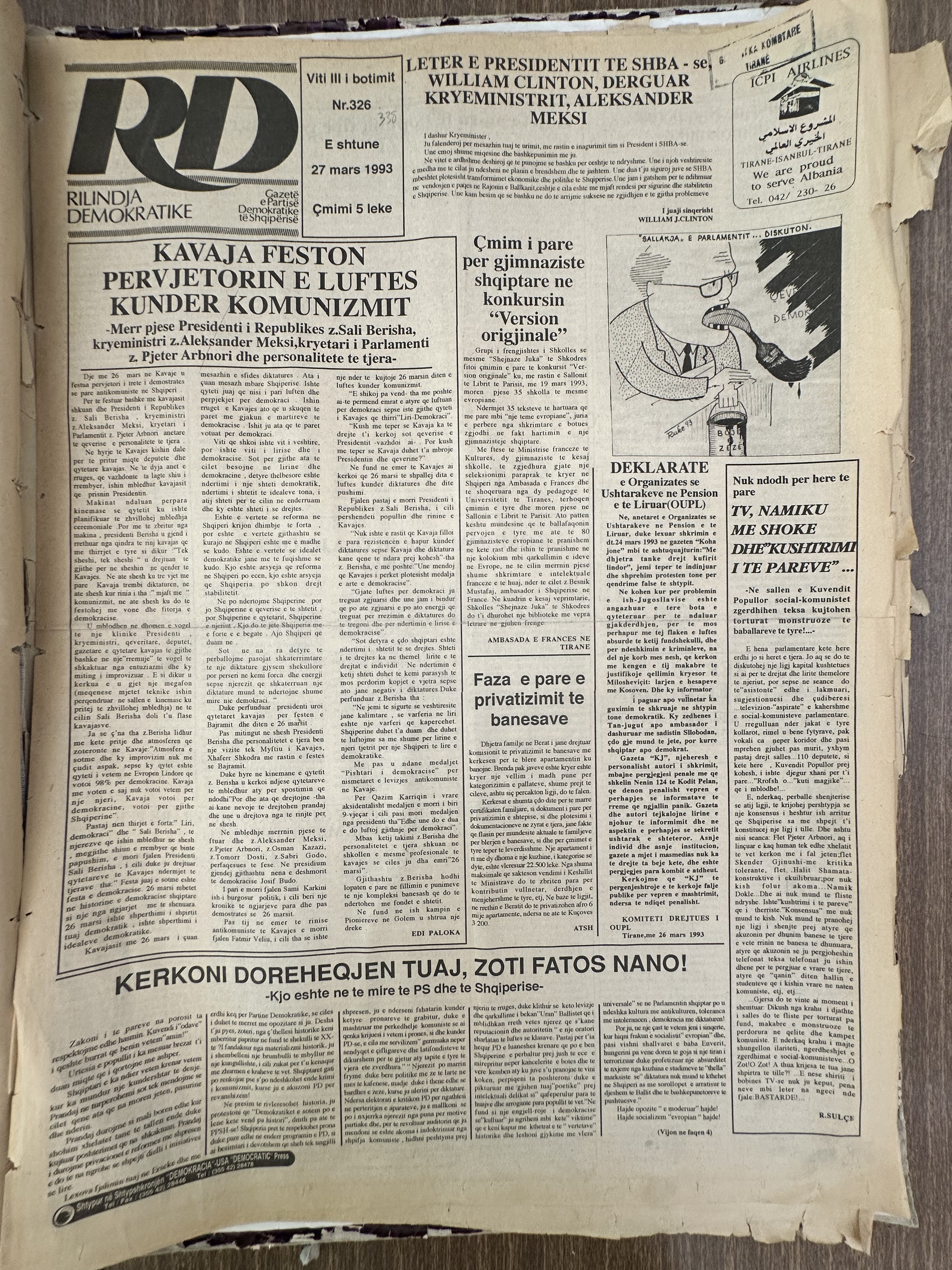Rilindja Demokratike 1993-03-27