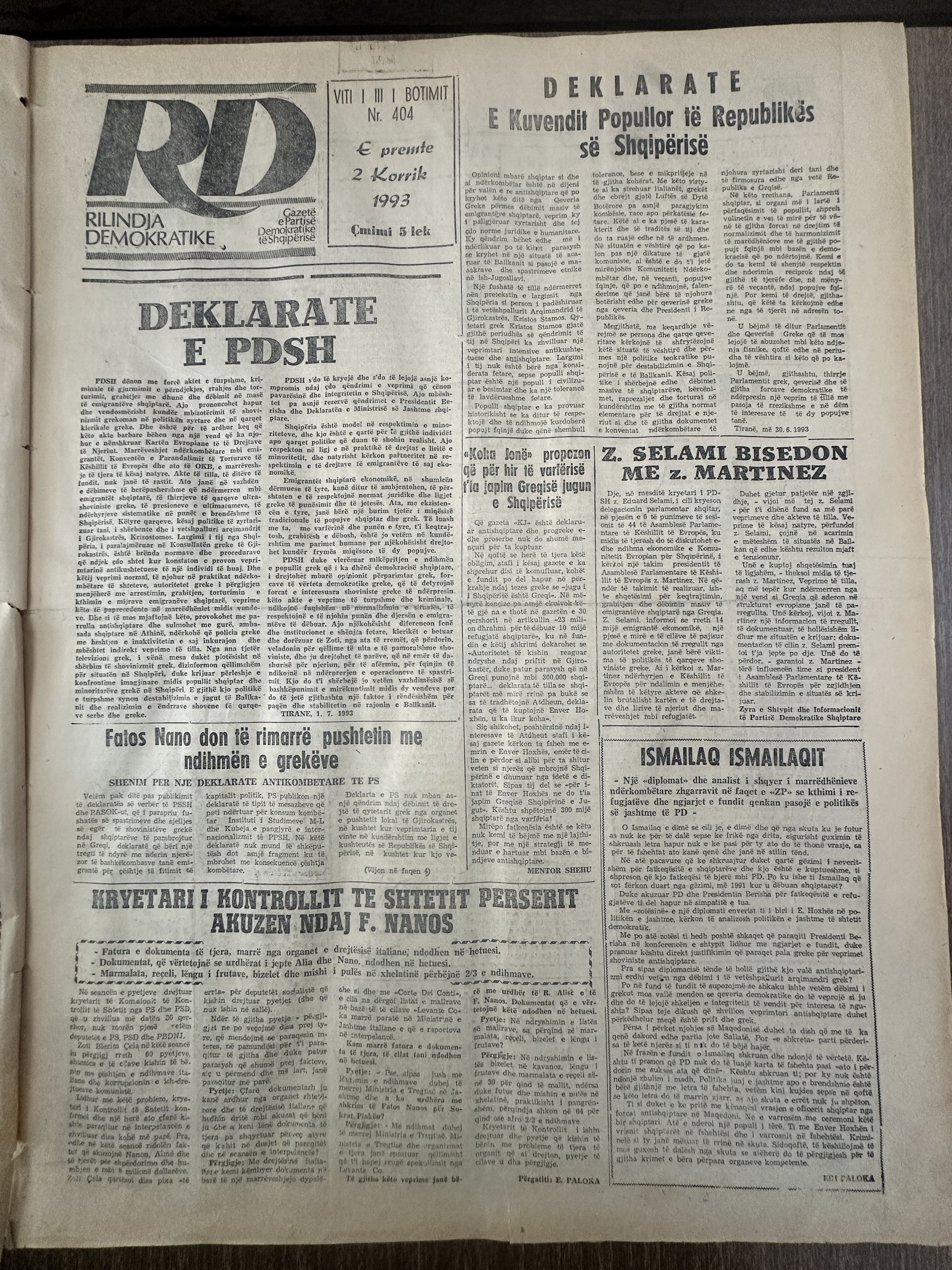 Rilindja Demokratike 1993-07-02