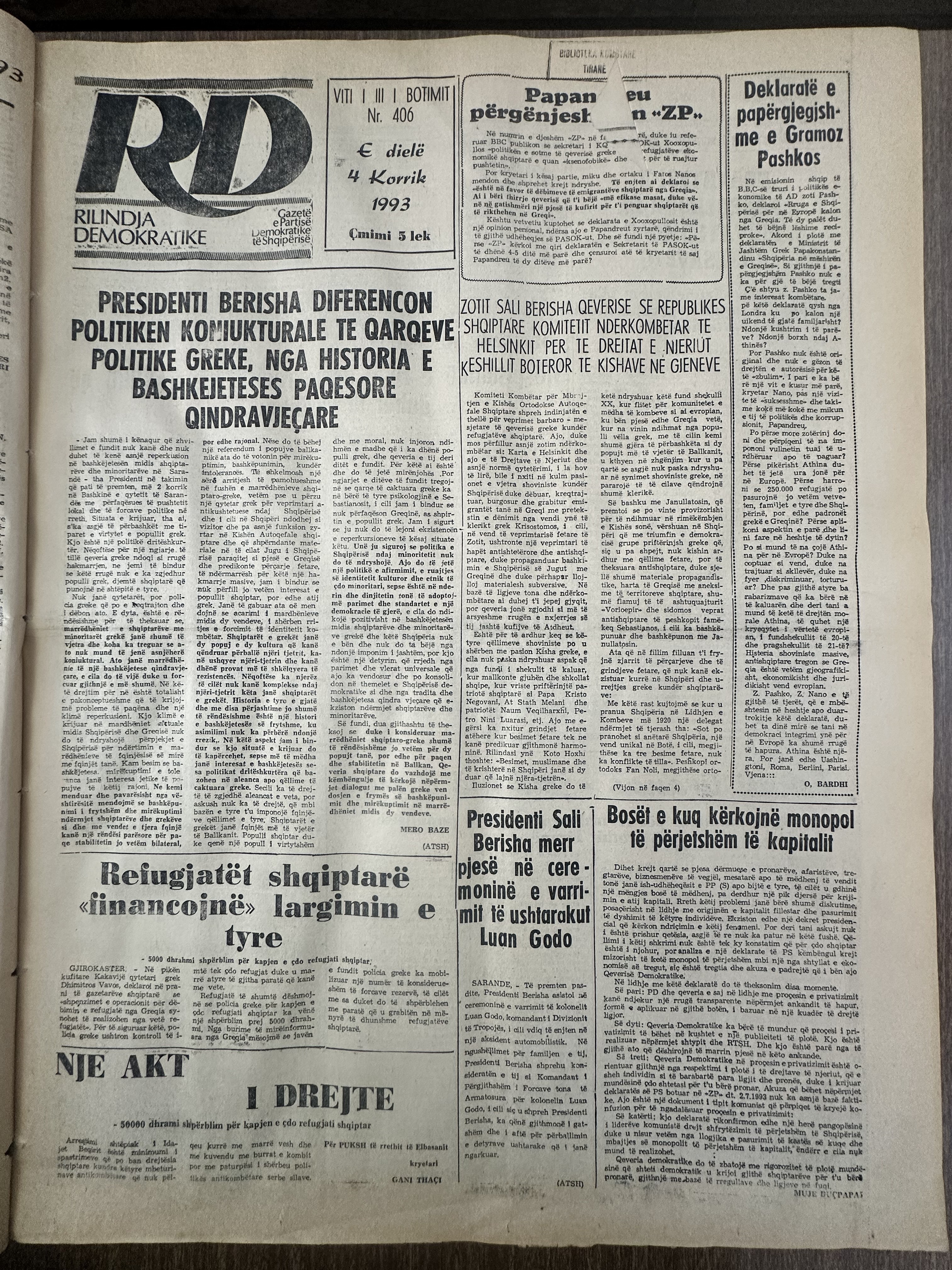 Rilindja Demokratike 1993-07-04