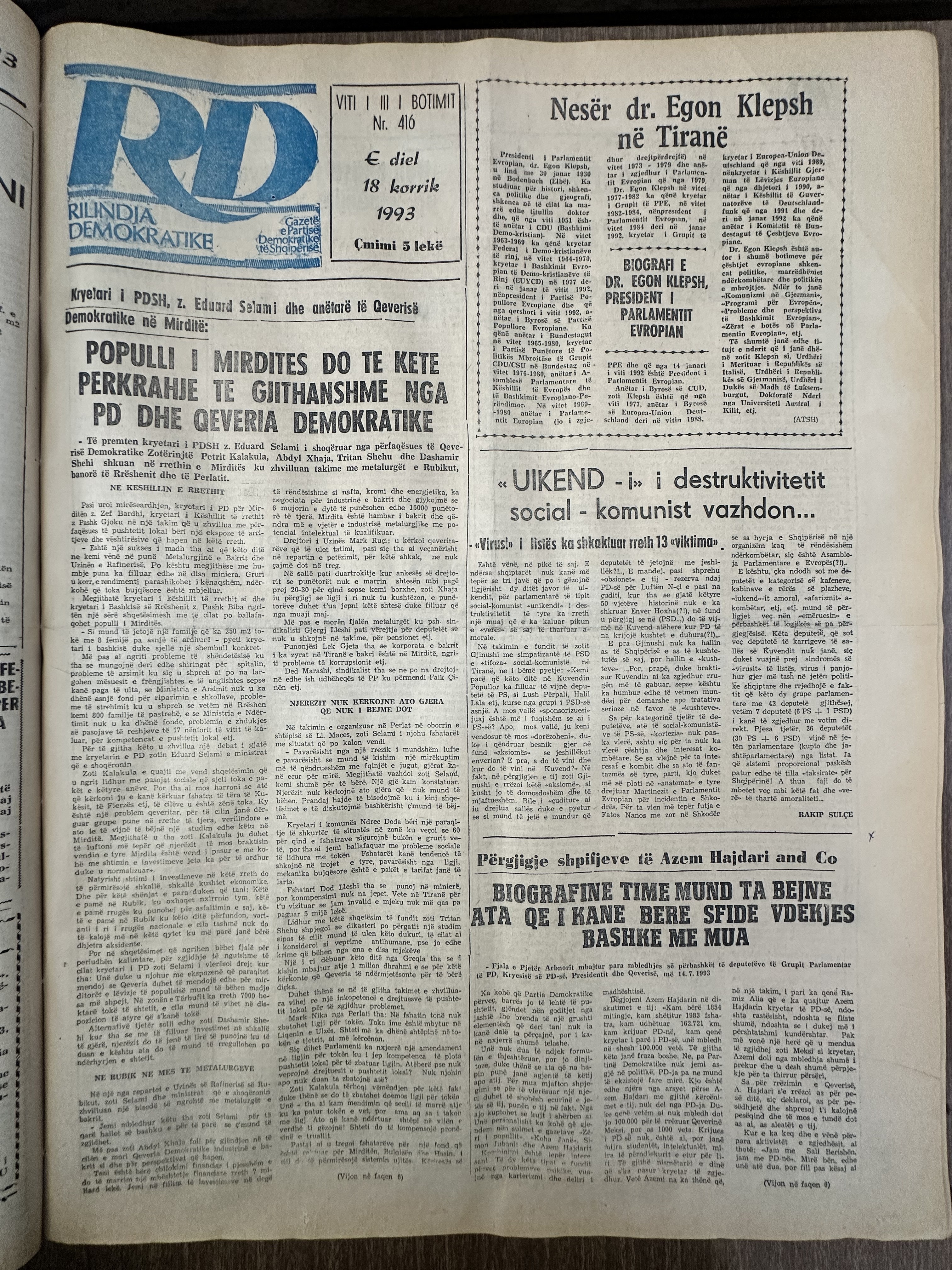 Rilindja Demokratike 1993-07-18