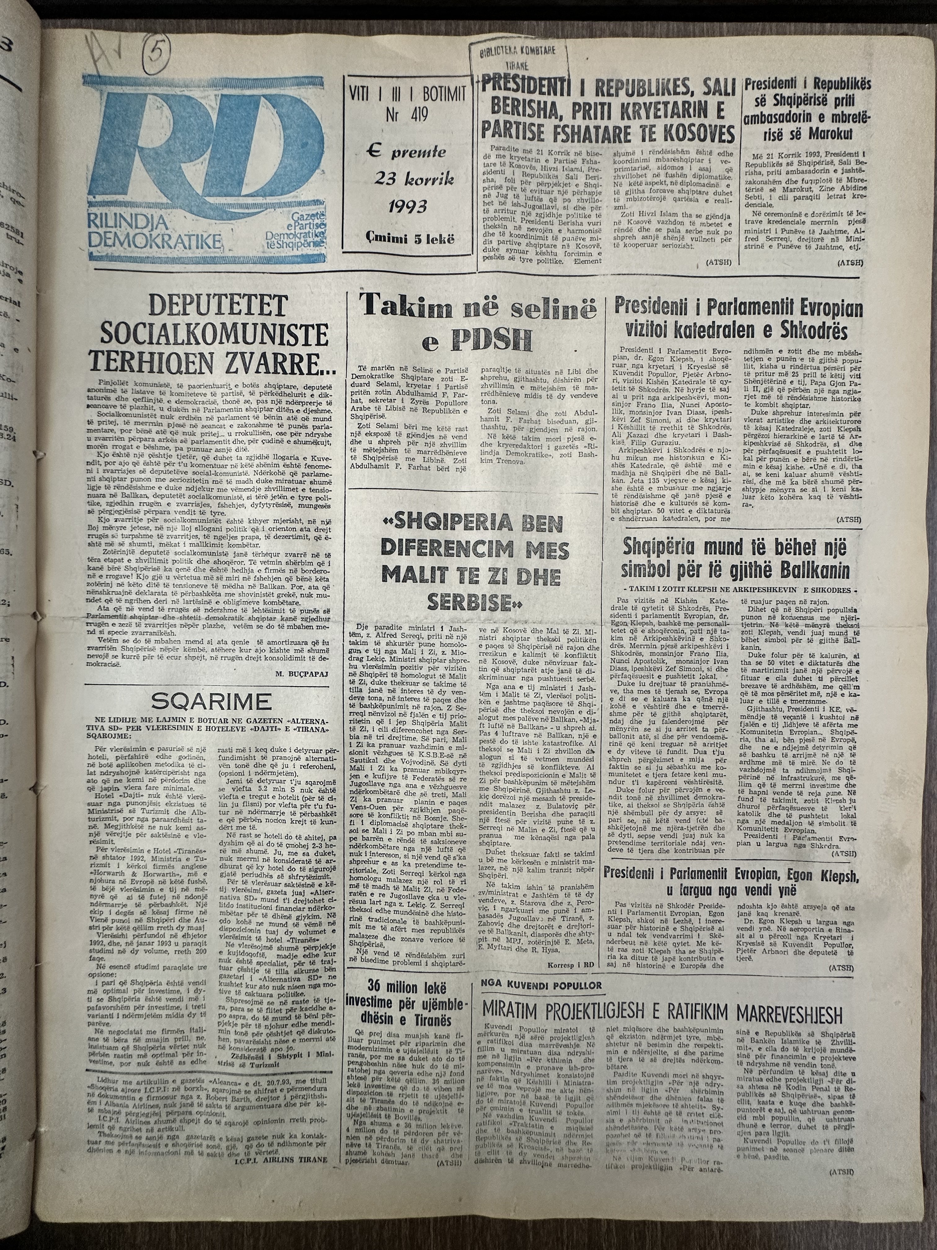 Rilindja Demokratike 1993-07-23