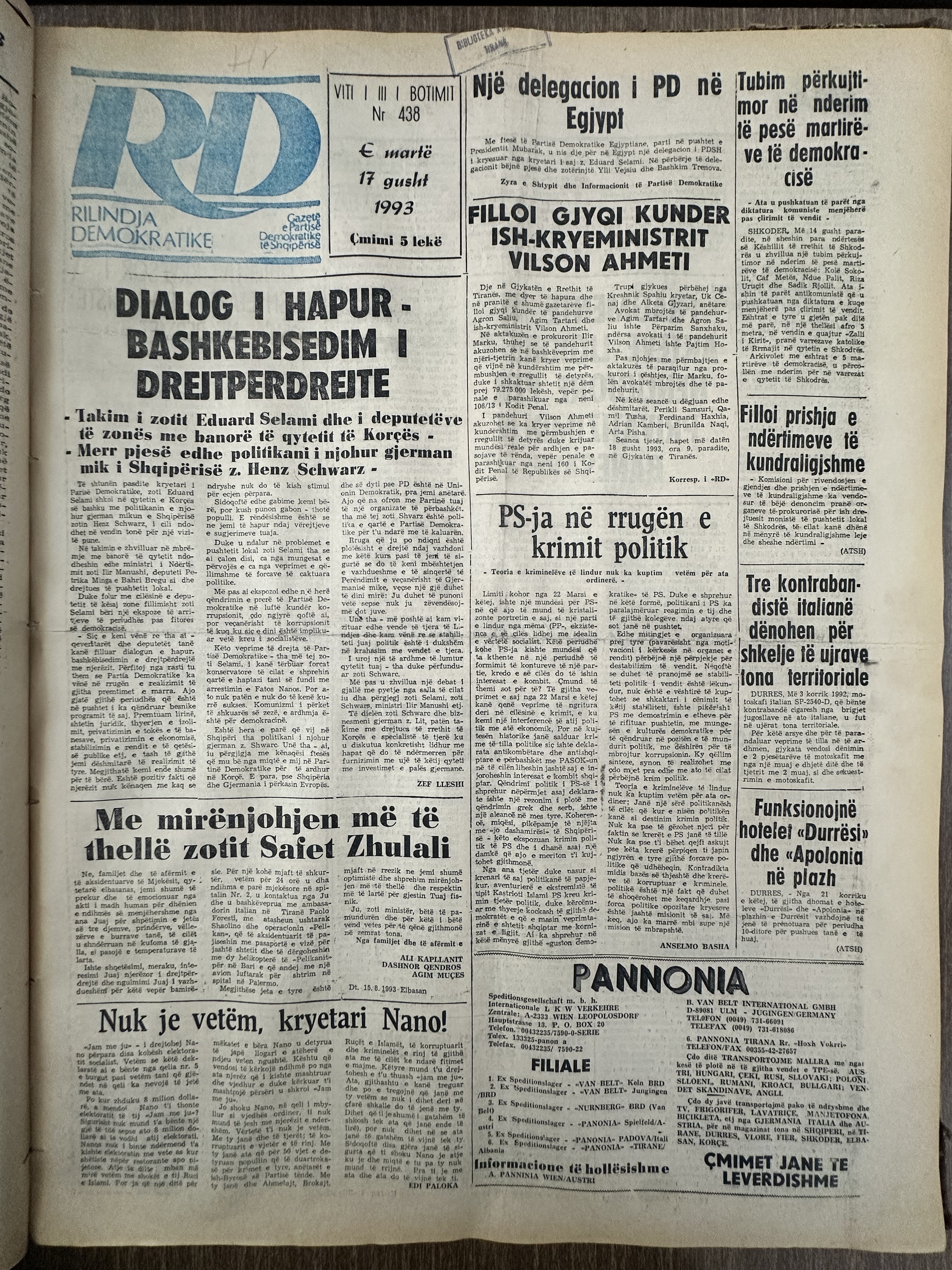 Rilindja Demokratike 1993-08-17