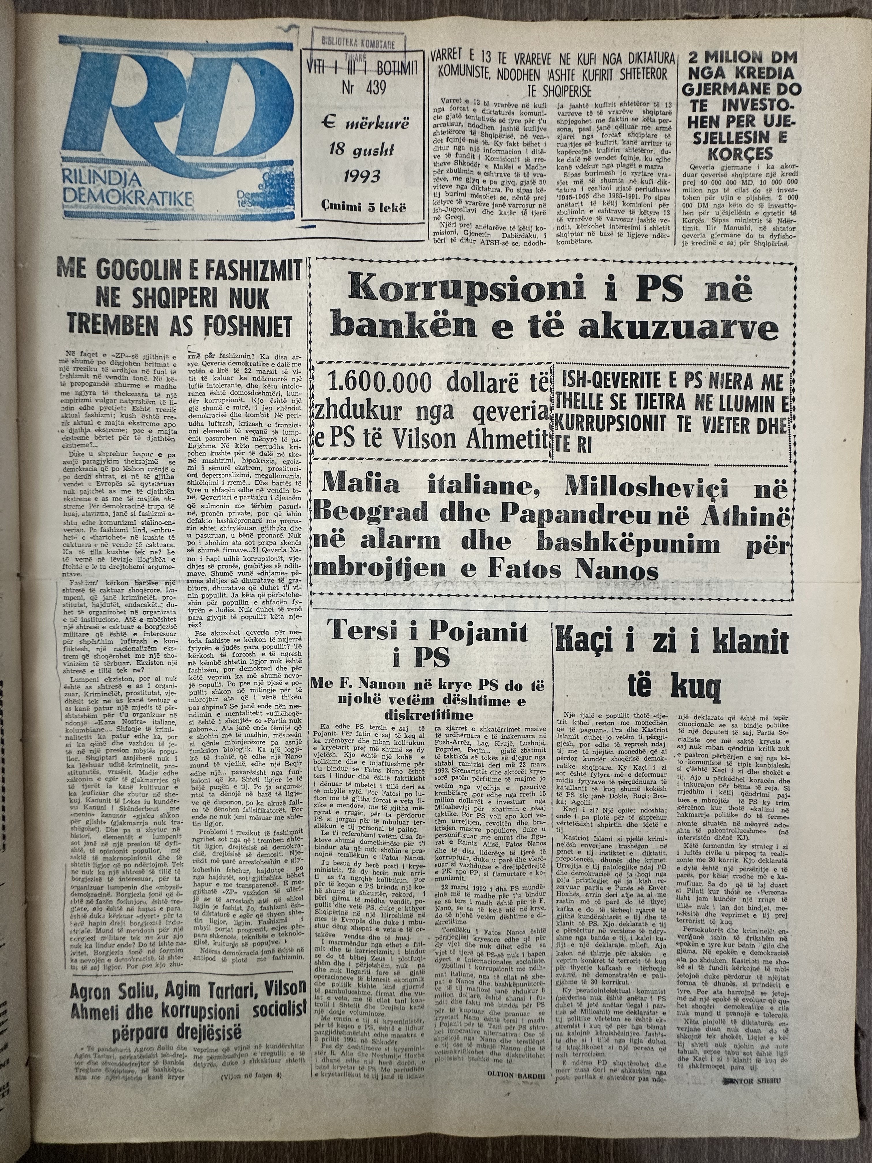 Rilindja Demokratike 1993-08-18