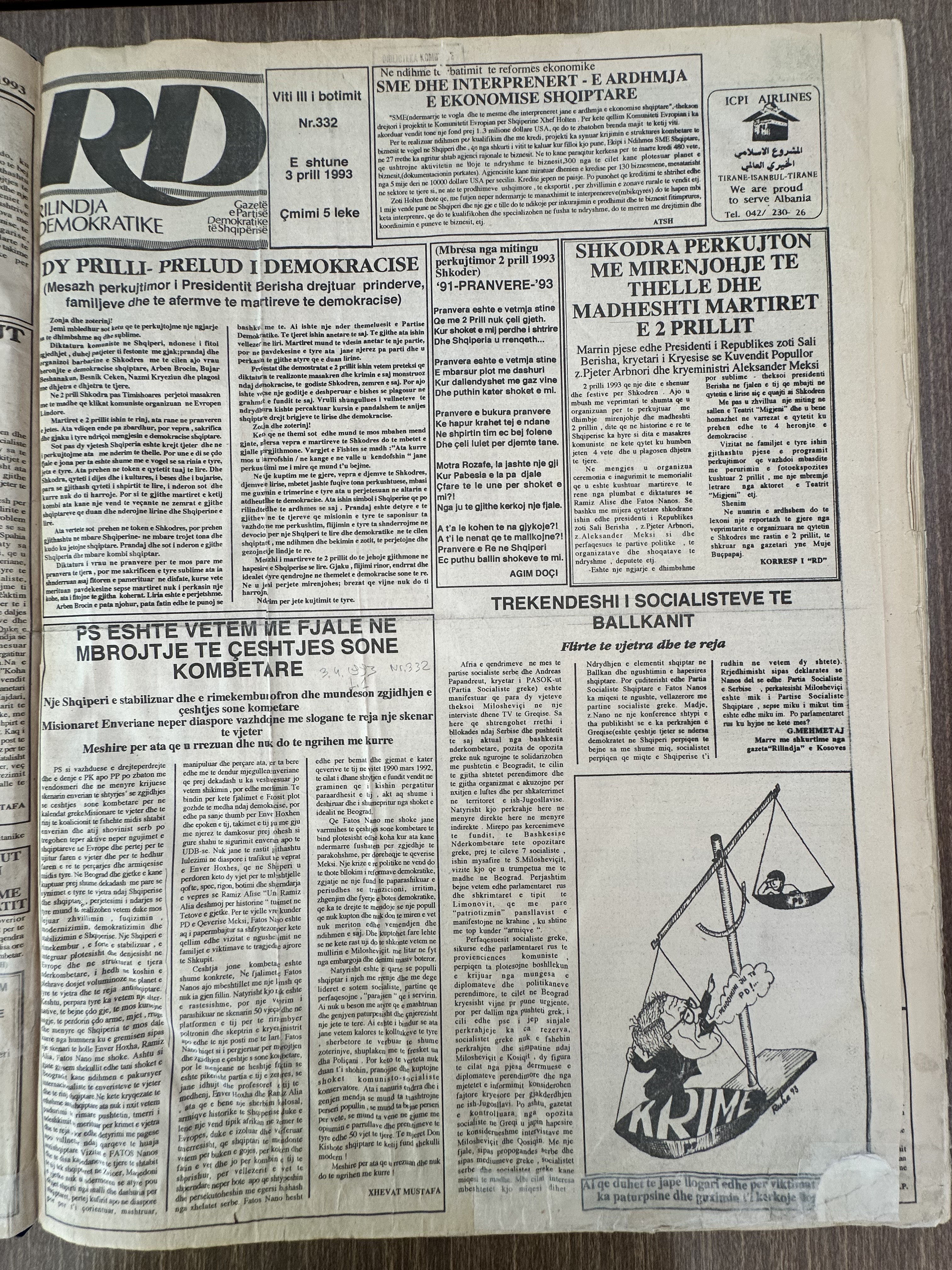 Rilindja Demokratike 1993-04-03