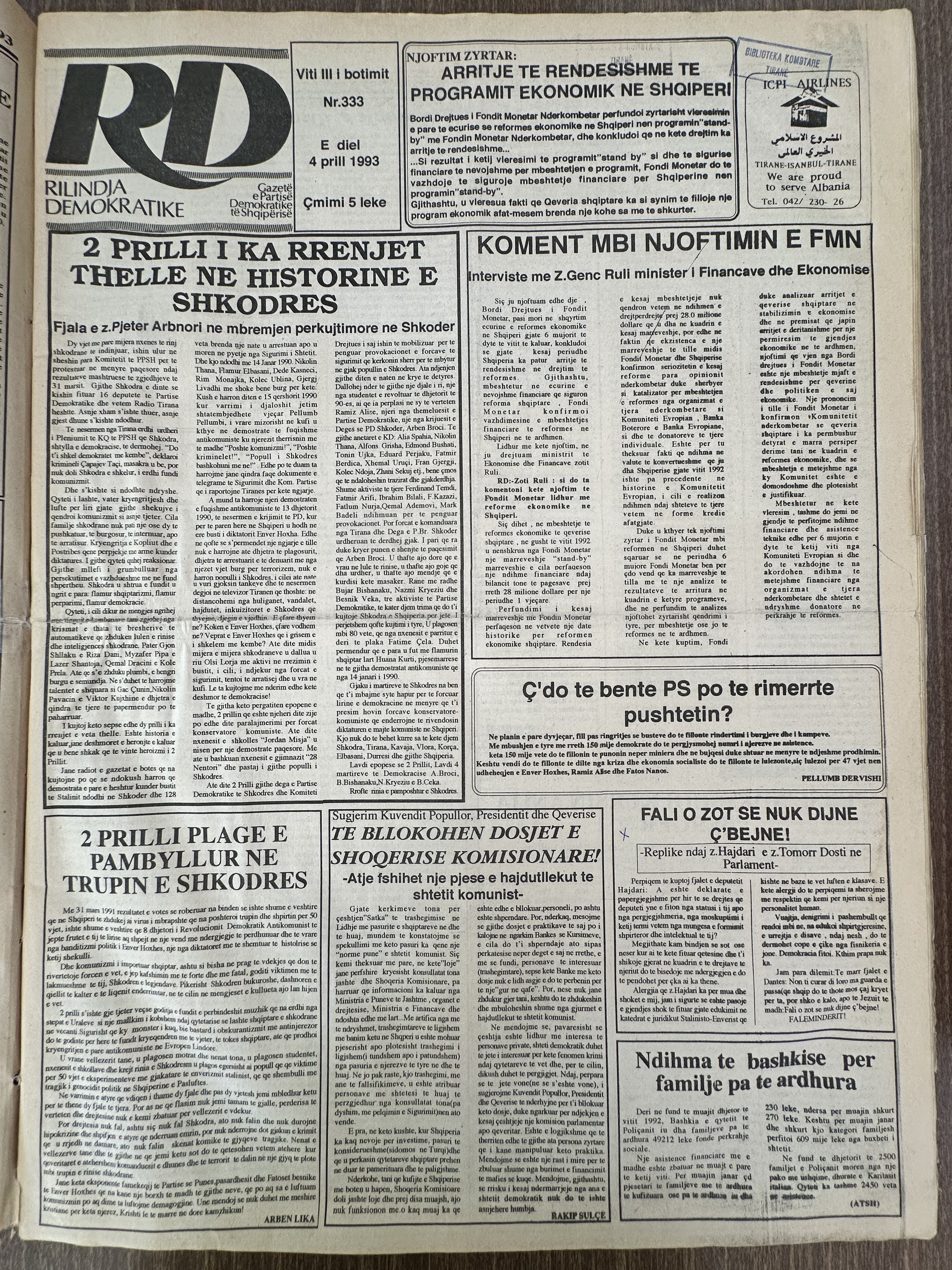 Rilindja Demokratike 1993-04-04