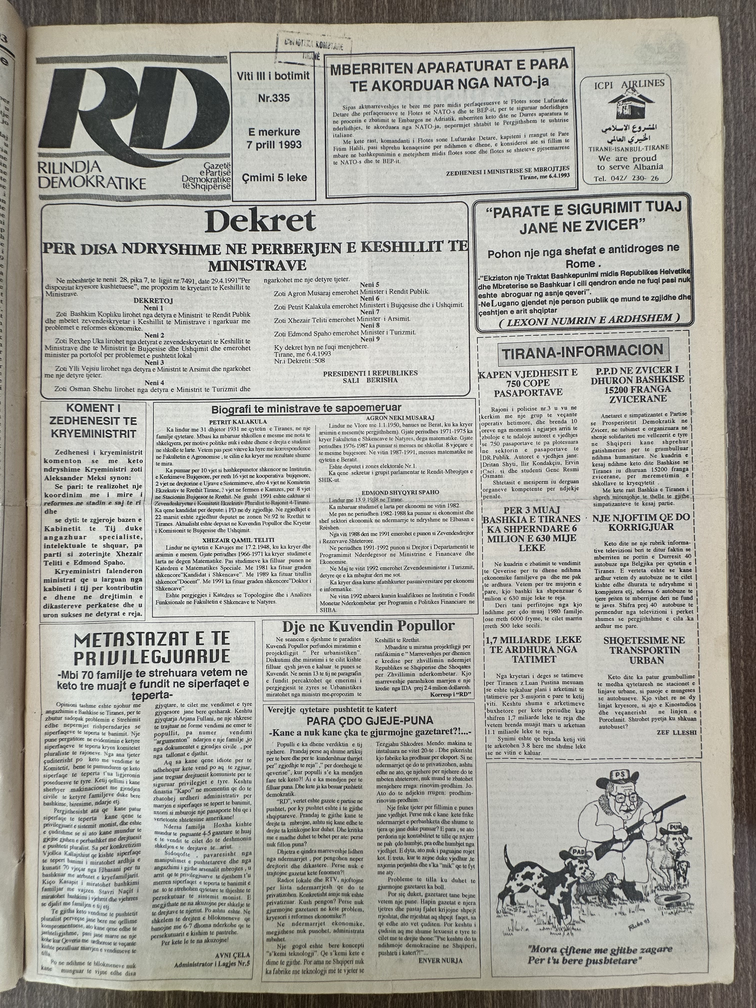 Rilindja Demokratike 1993-04-07
