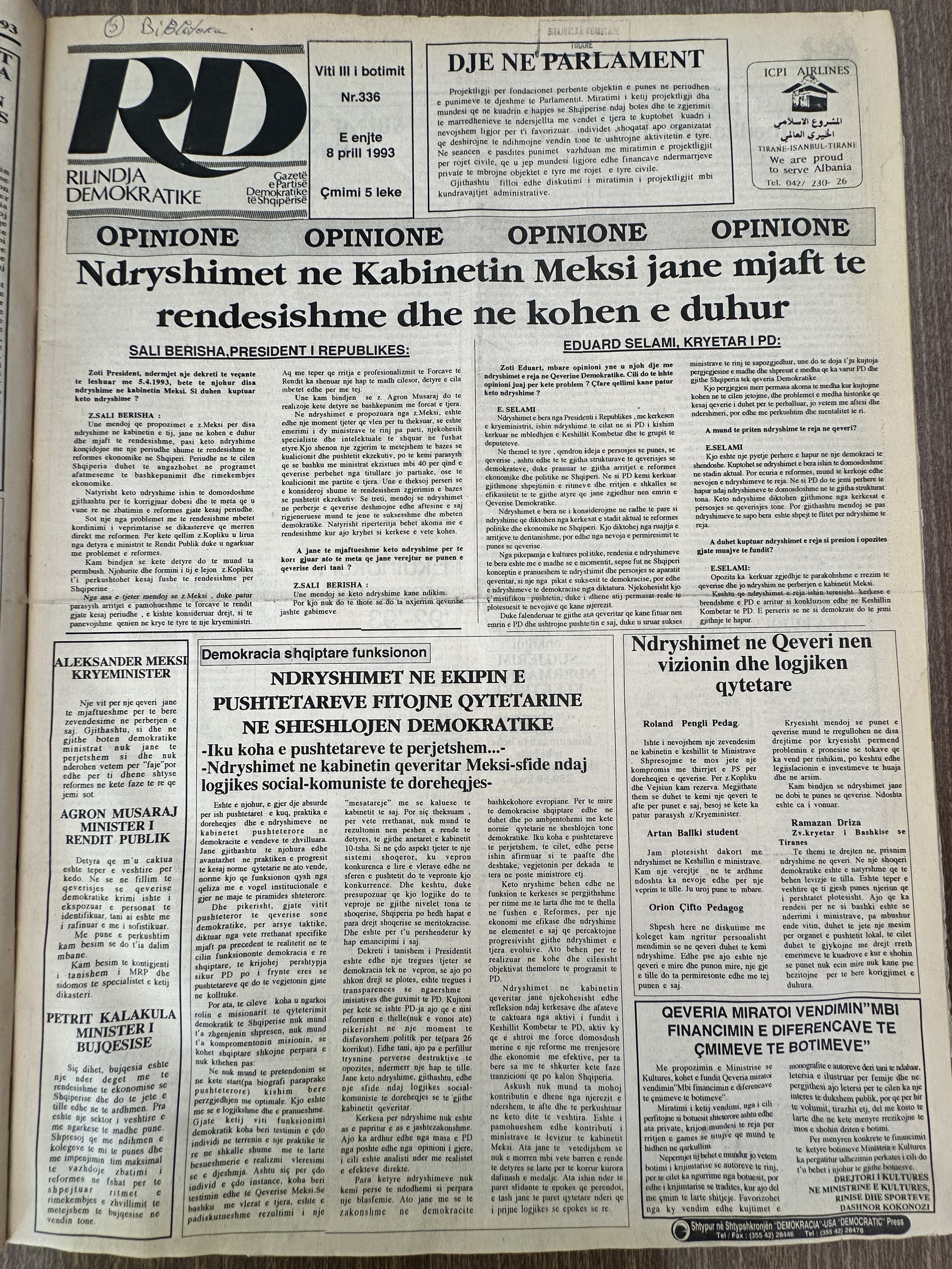 Rilindja Demokratike 1993-04-08