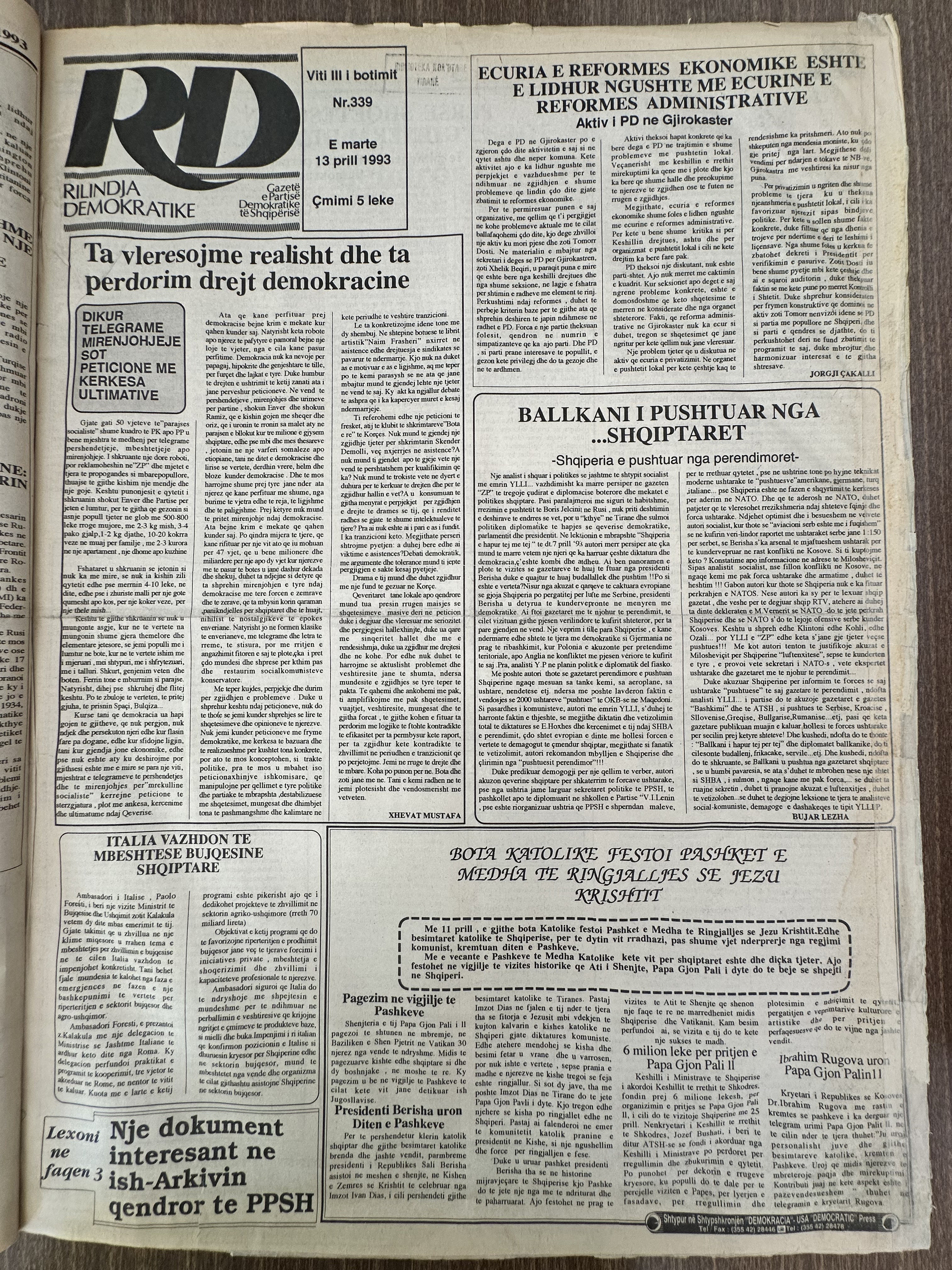 Rilindja Demokratike 1993-04-13