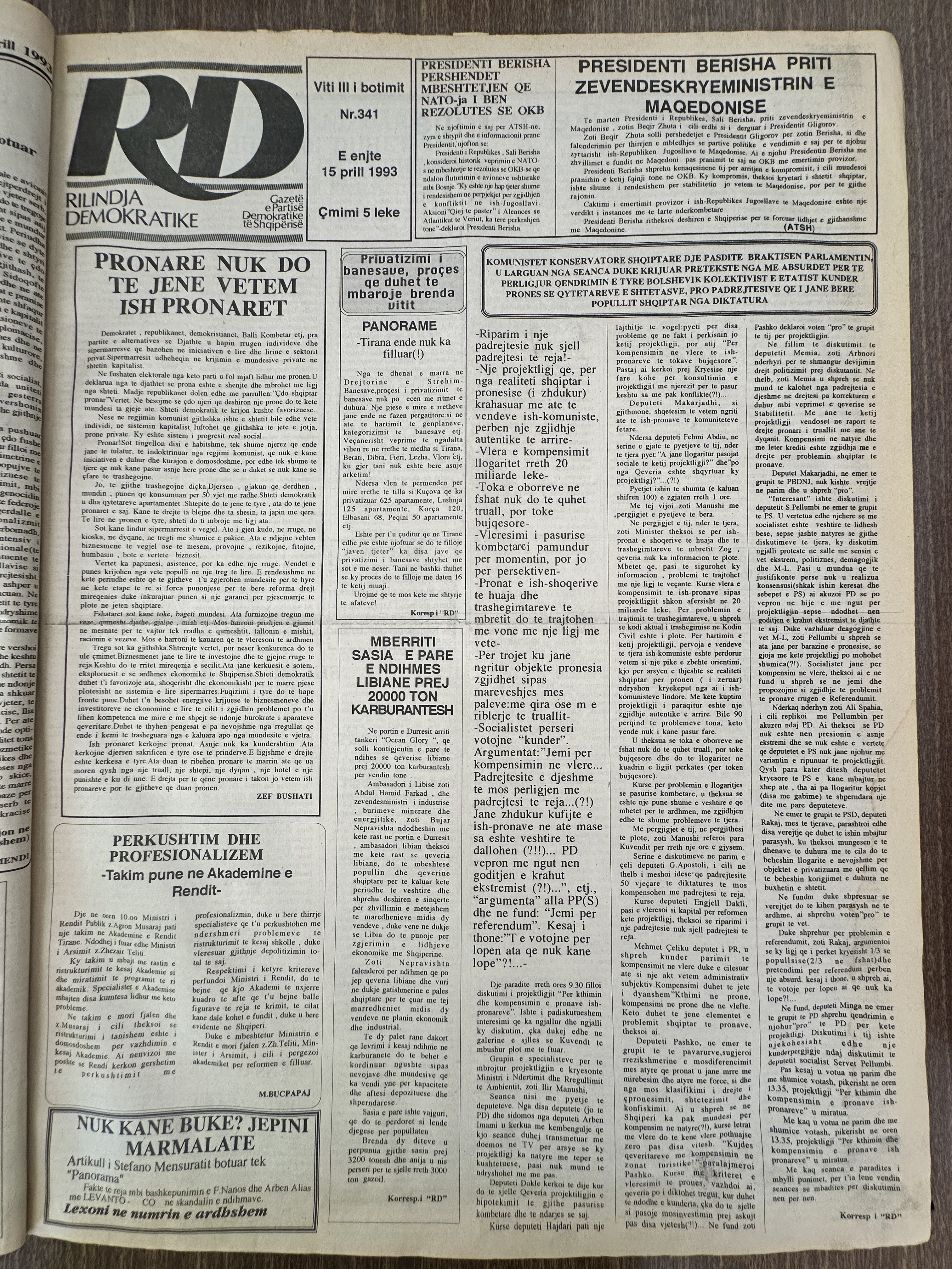Rilindja Demokratike 1993-04-15