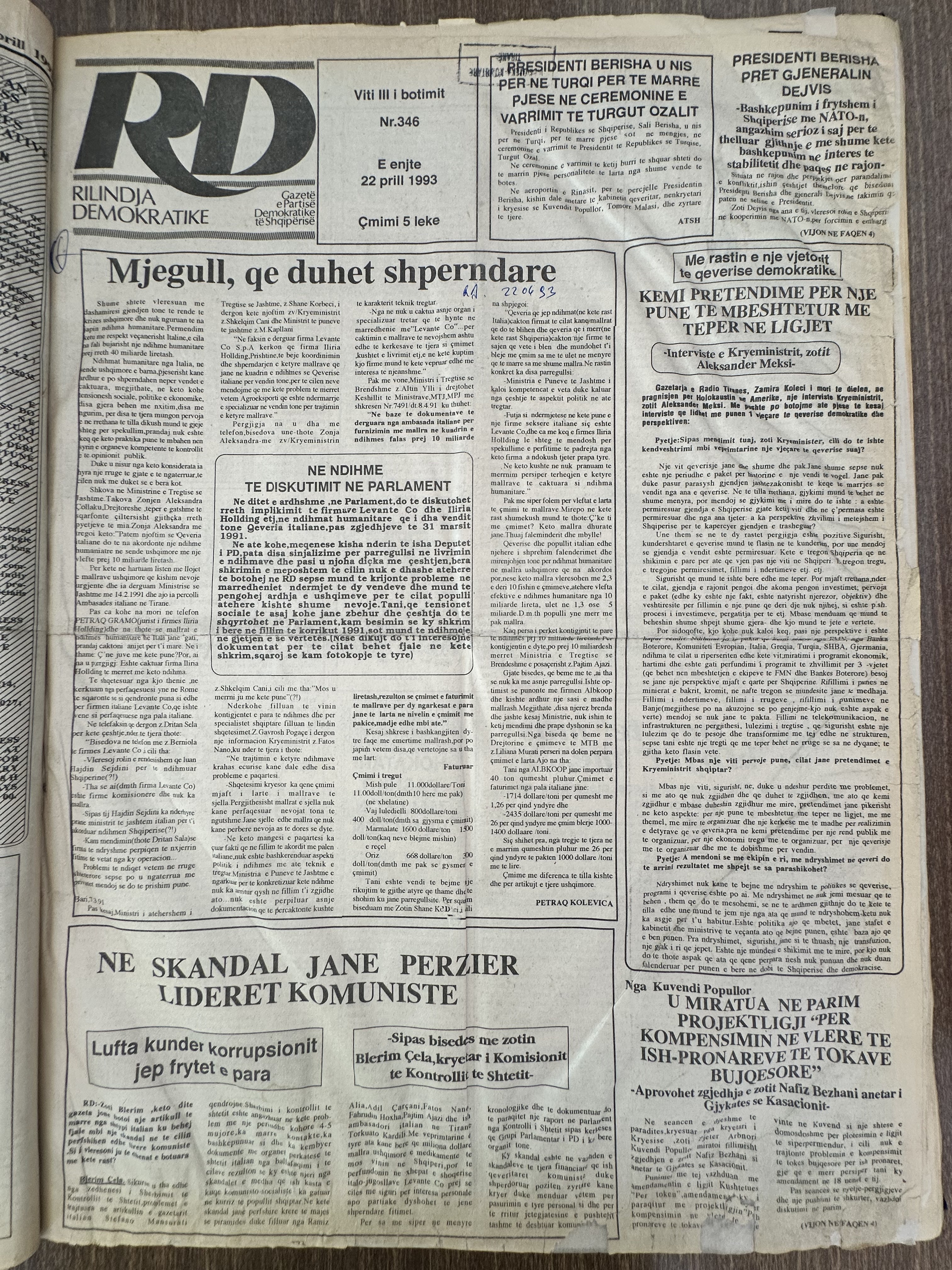 Rilindja Demokratike 1993-04-22