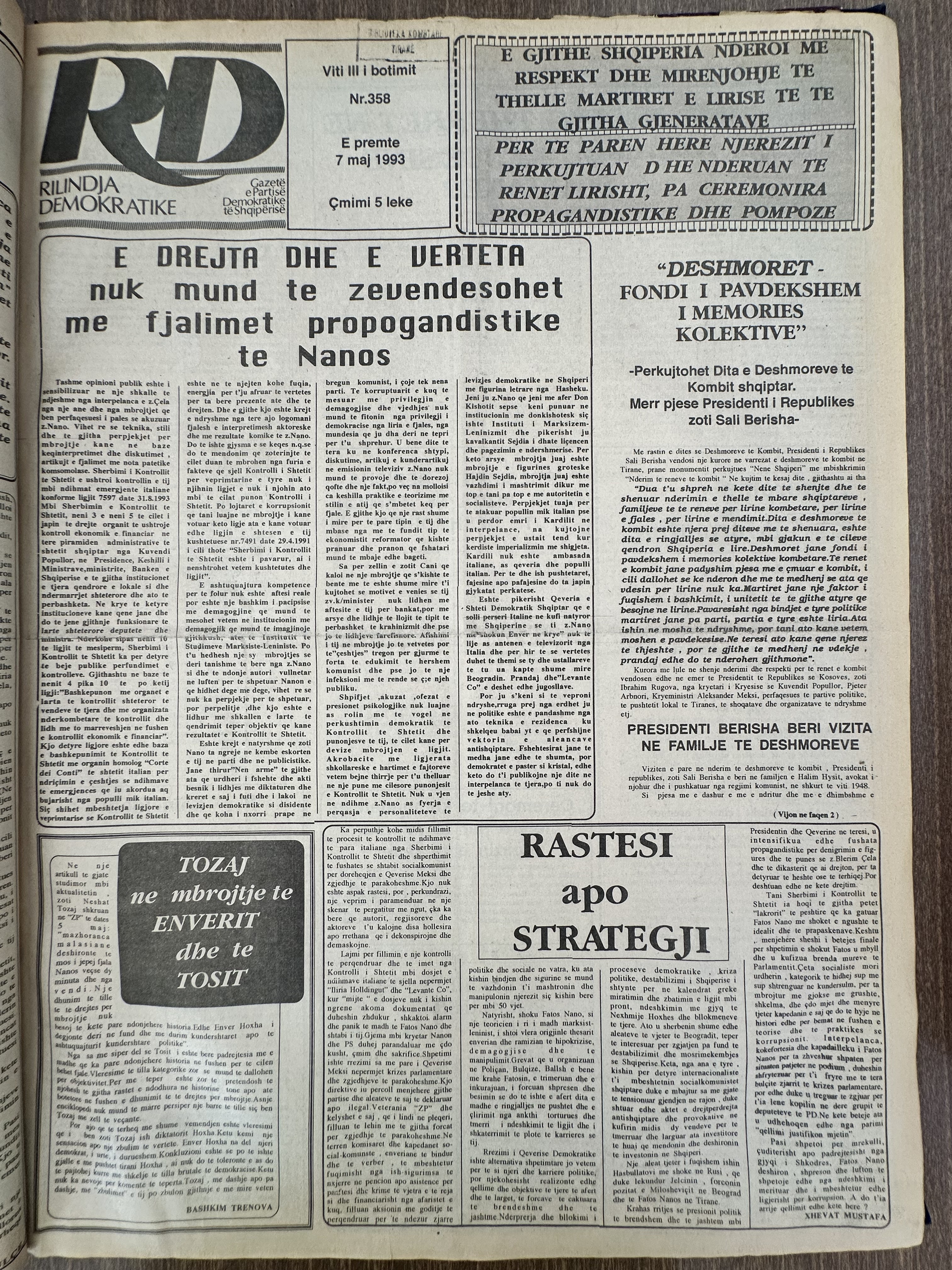 Rilindja Demokratike 1993-05-07