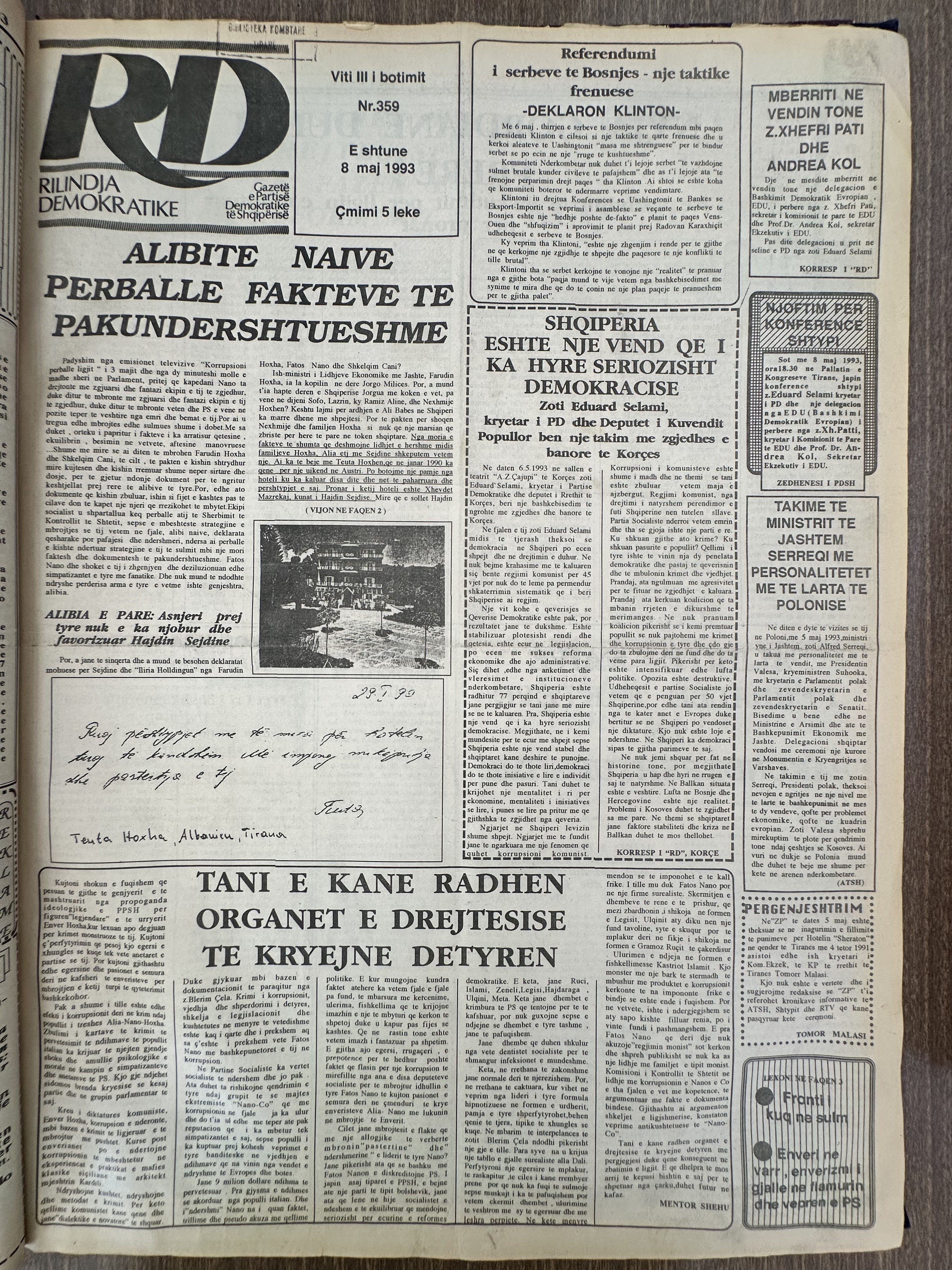 Rilindja Demokratike 1993-05-08
