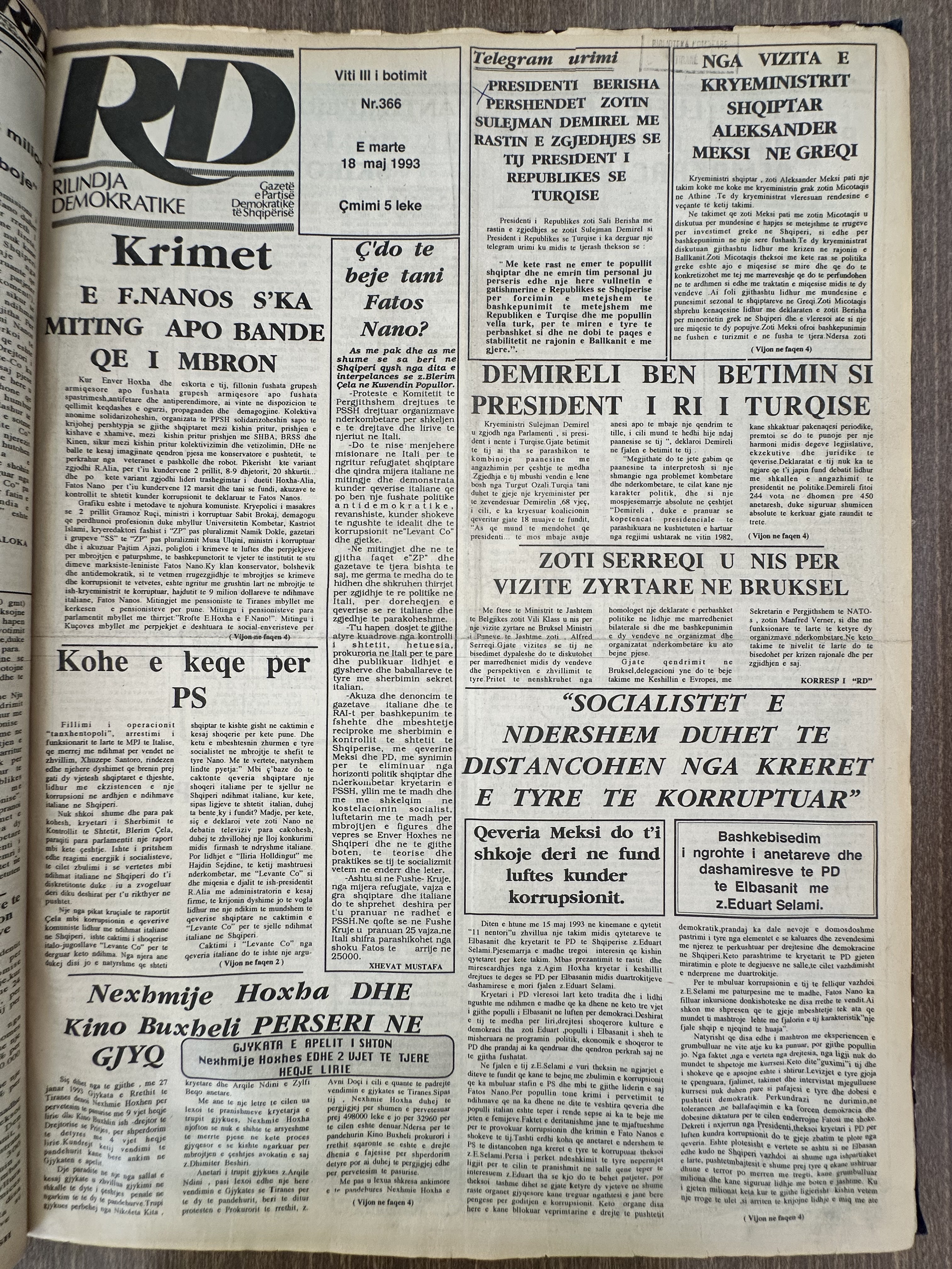 Rilindja Demokratike 1993-05-18