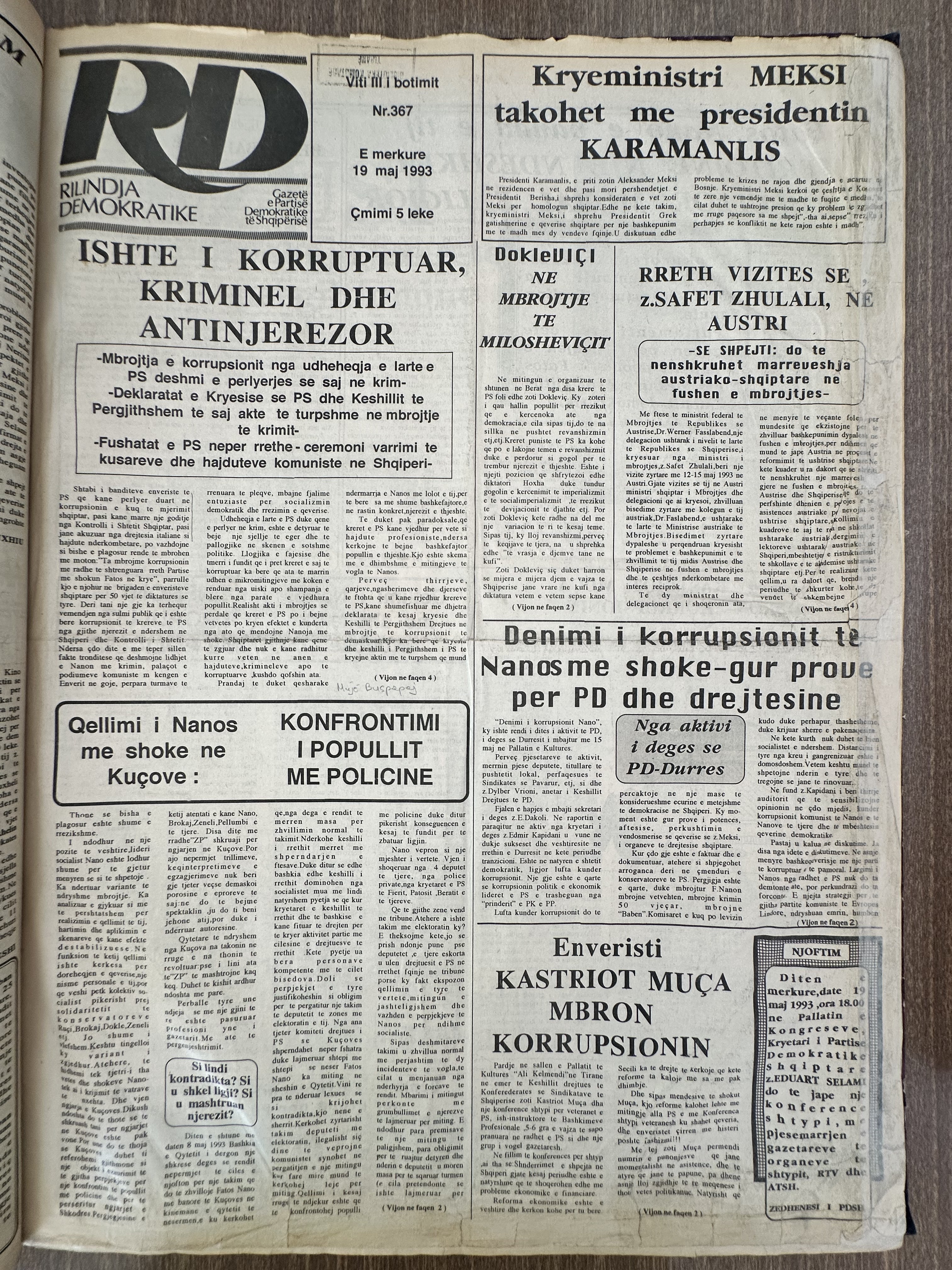 Rilindja Demokratike 1993-05-19