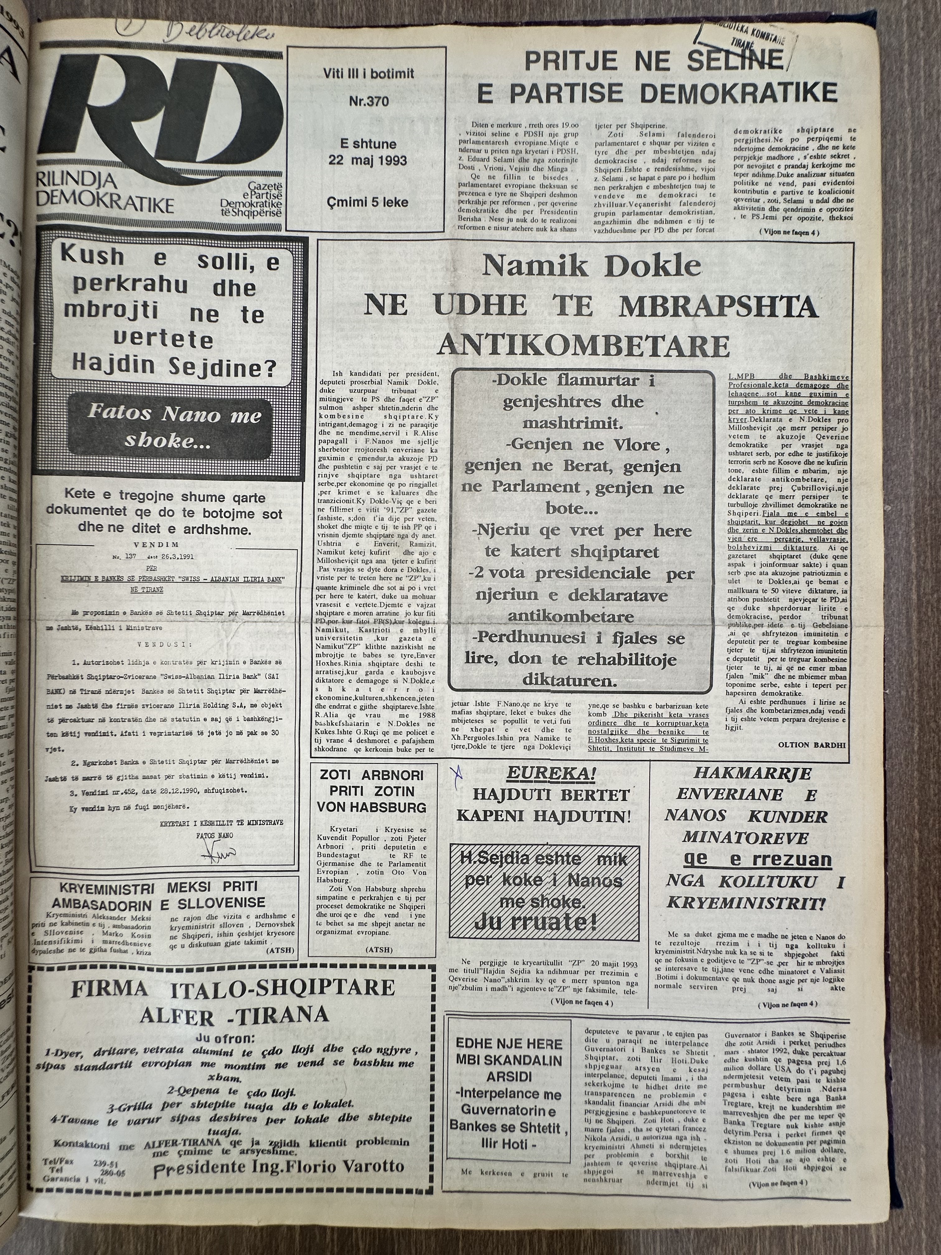 Rilindja Demokratike 1993-05-22