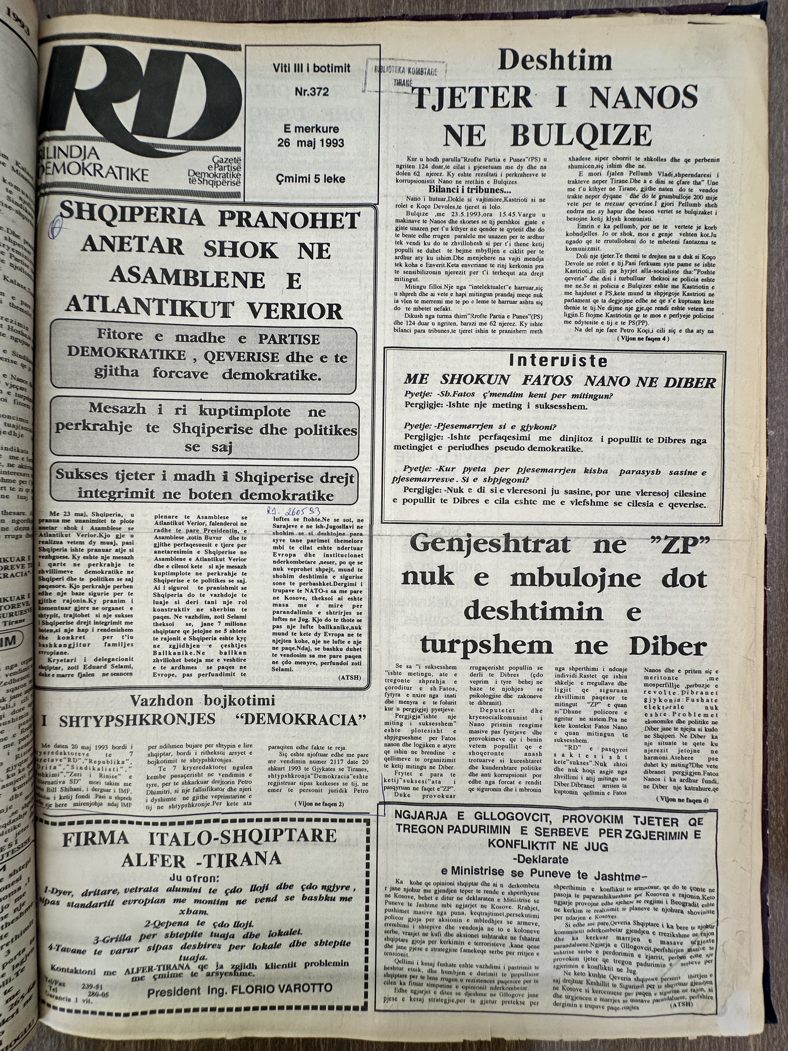 Rilindja Demokratike 1993-05-26