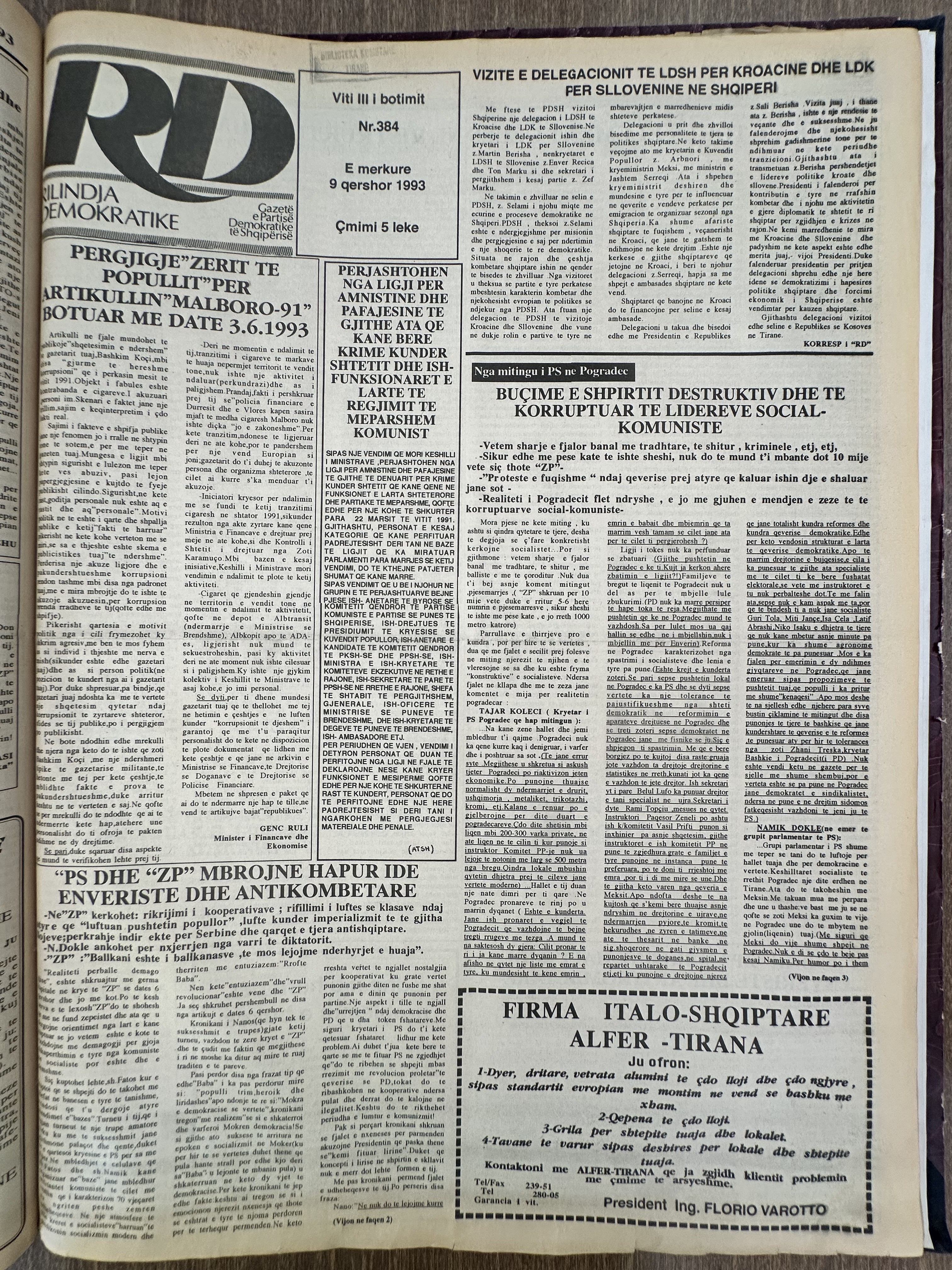 Rilindja Demokratike 1993-06-09