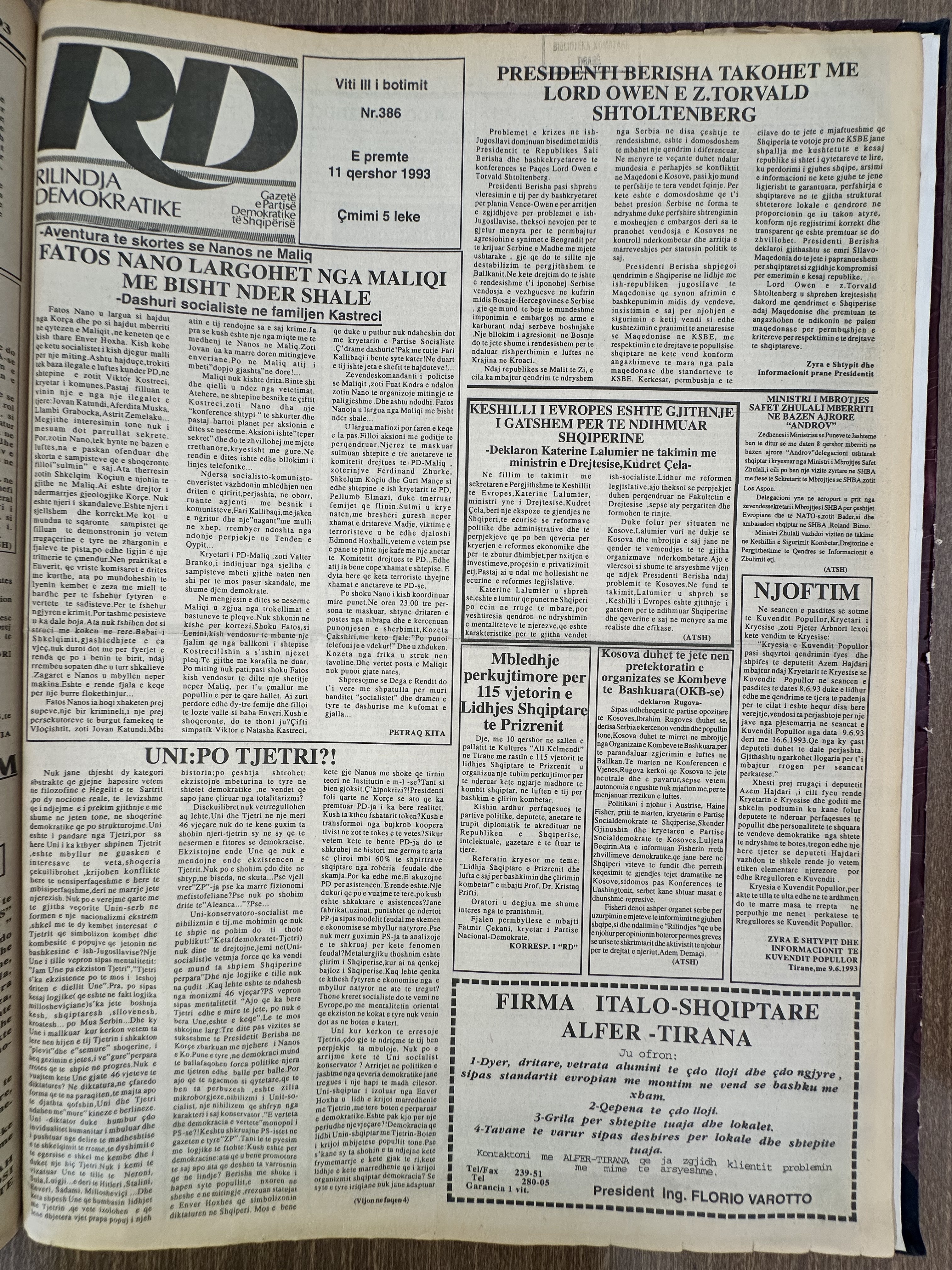 Rilindja Demokratike 1993-06-11