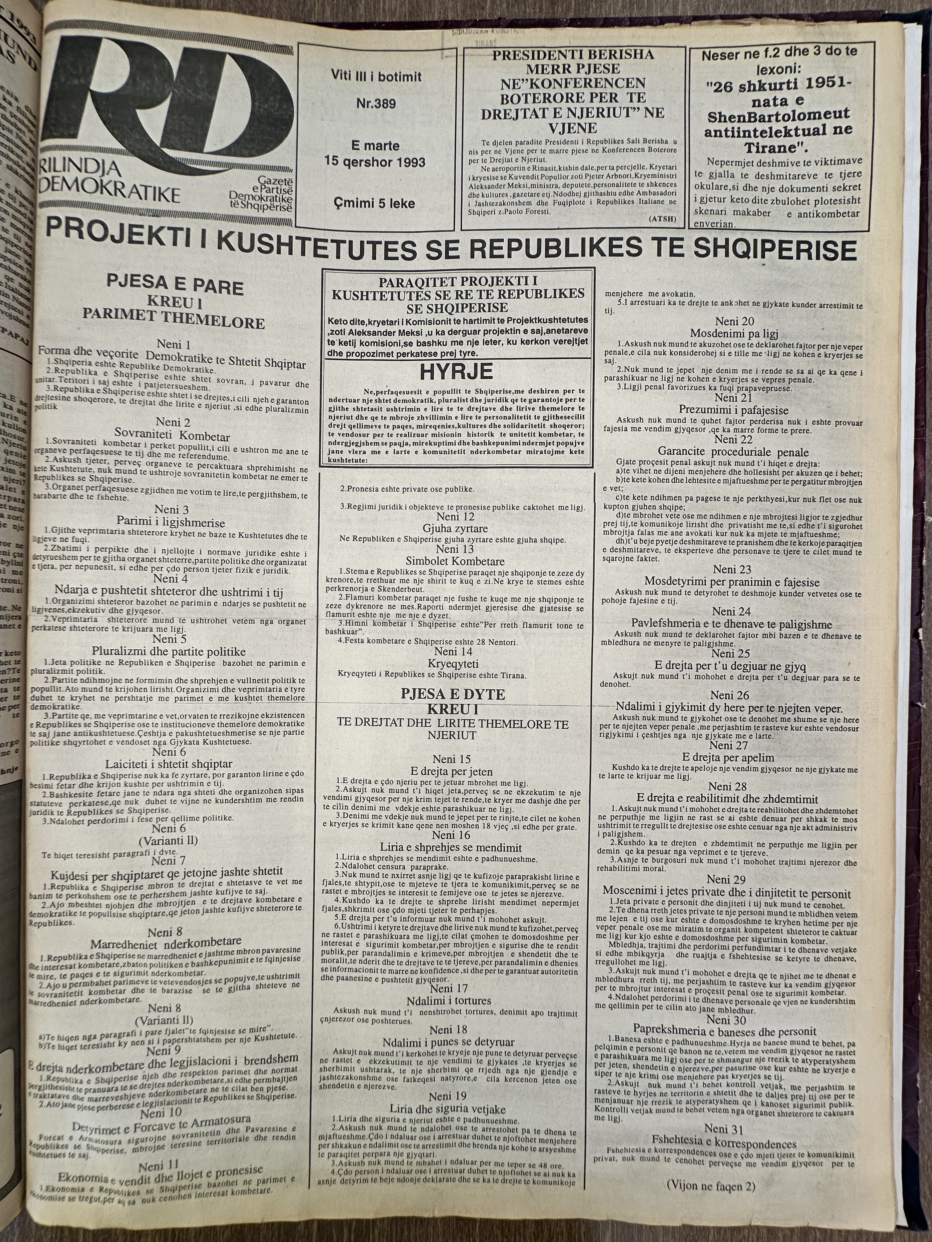 Rilindja Demokratike 1993-06-15