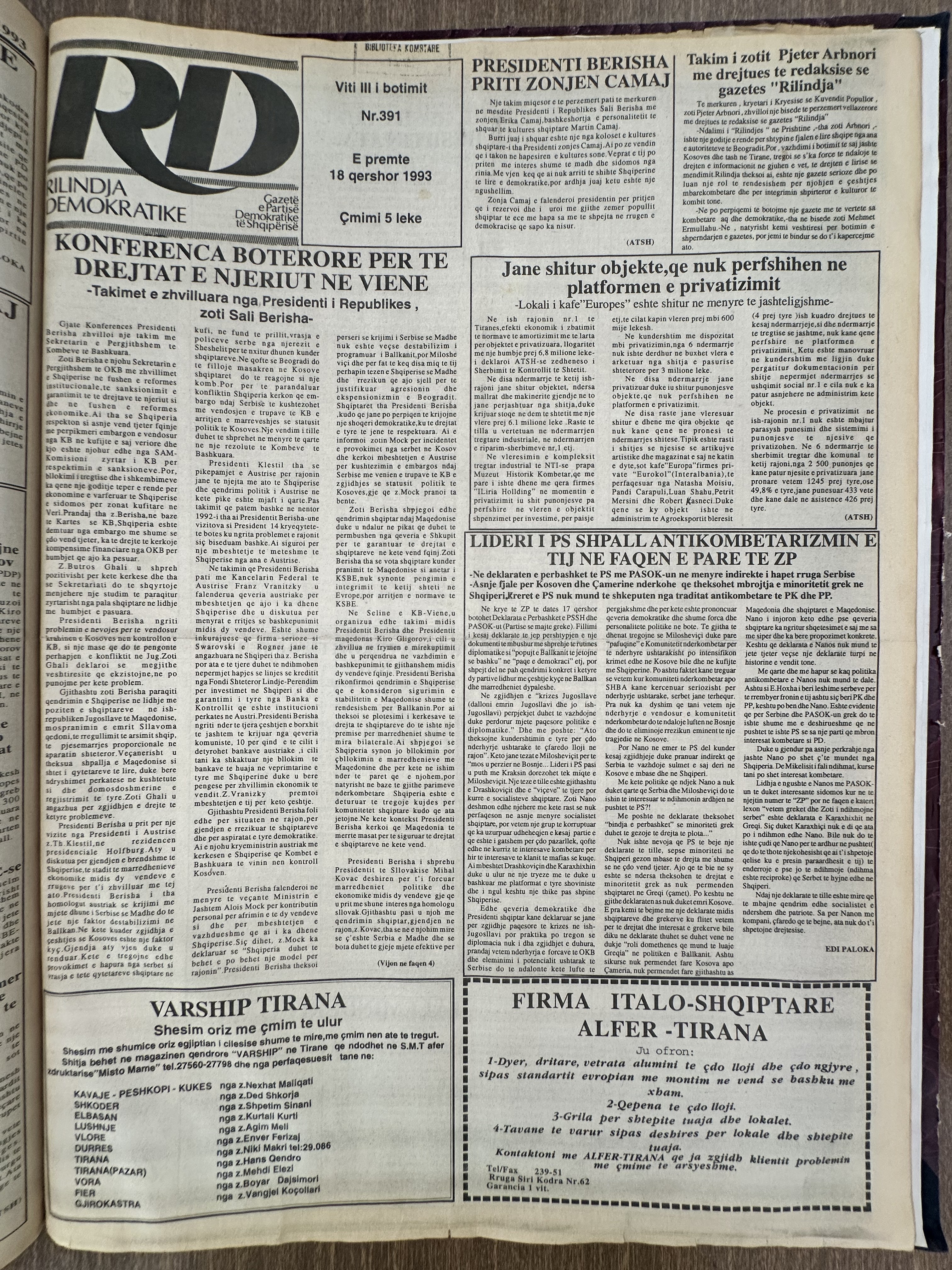 Rilindja Demokratike 1993-06-18