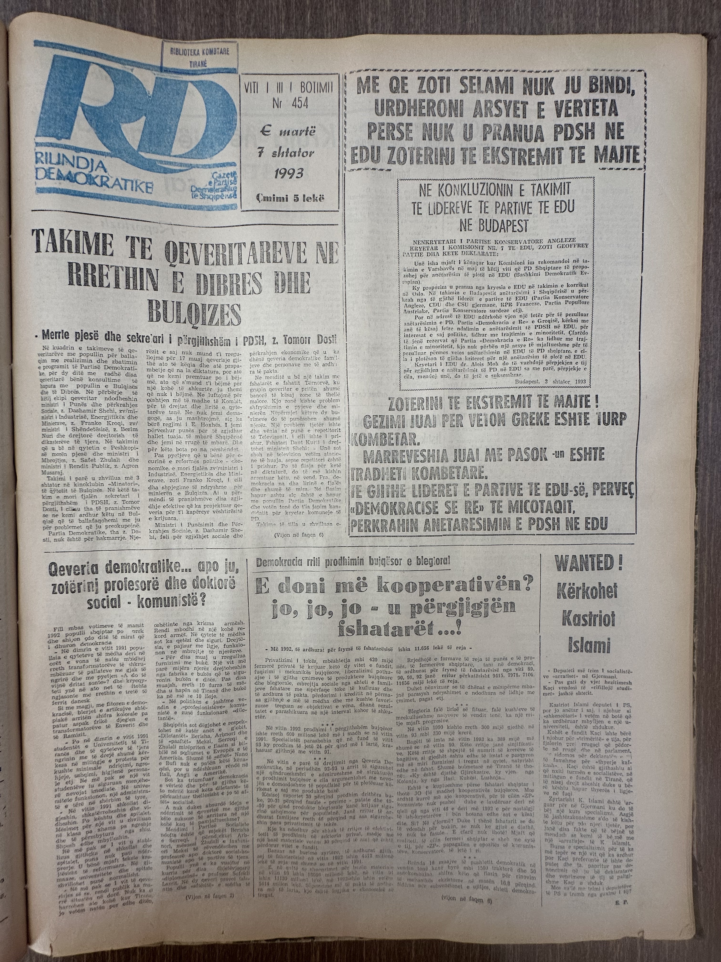 Rilindja Demokratike 1993-09-07