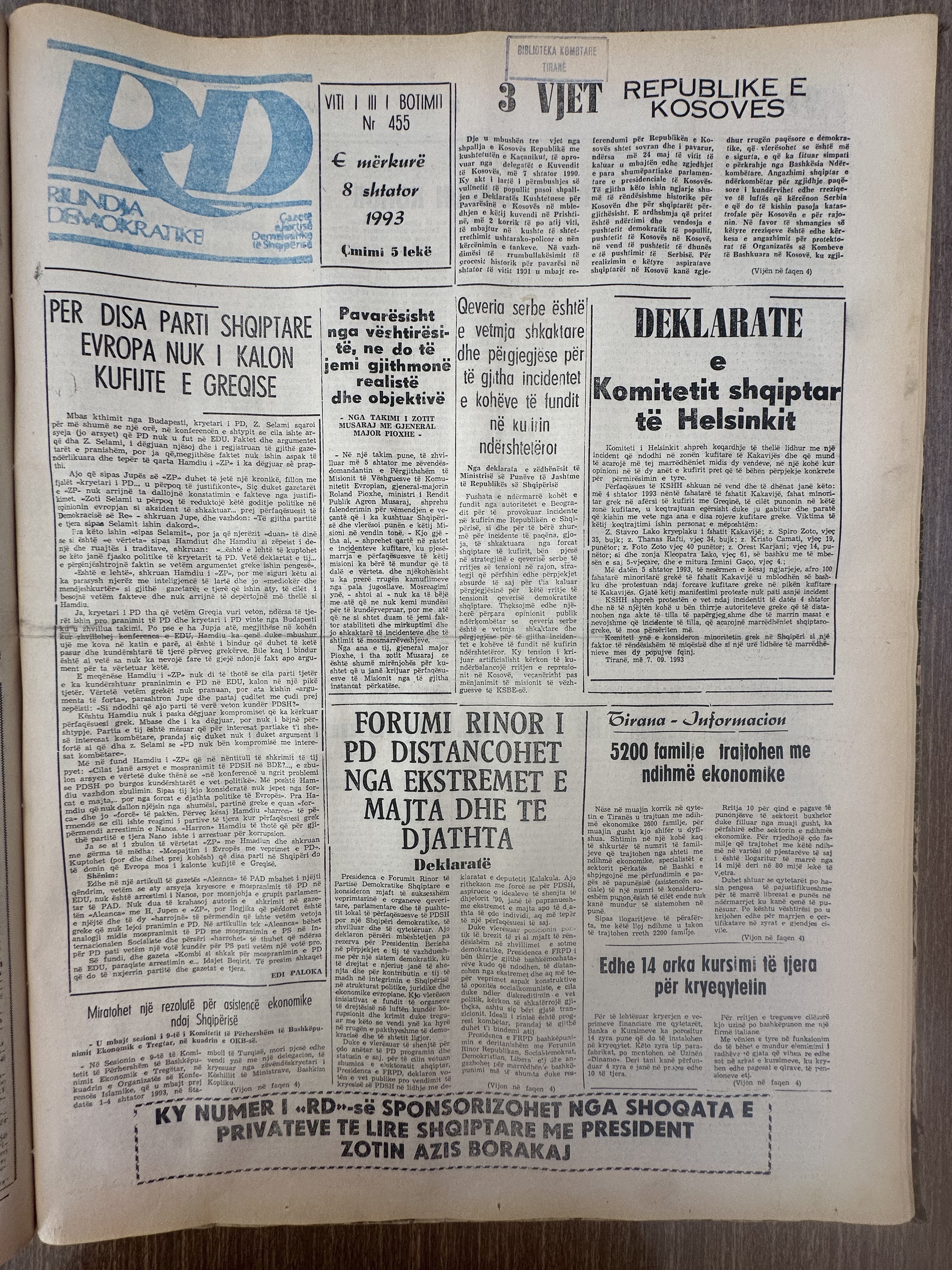 Rilindja Demokratike 1993-09-08