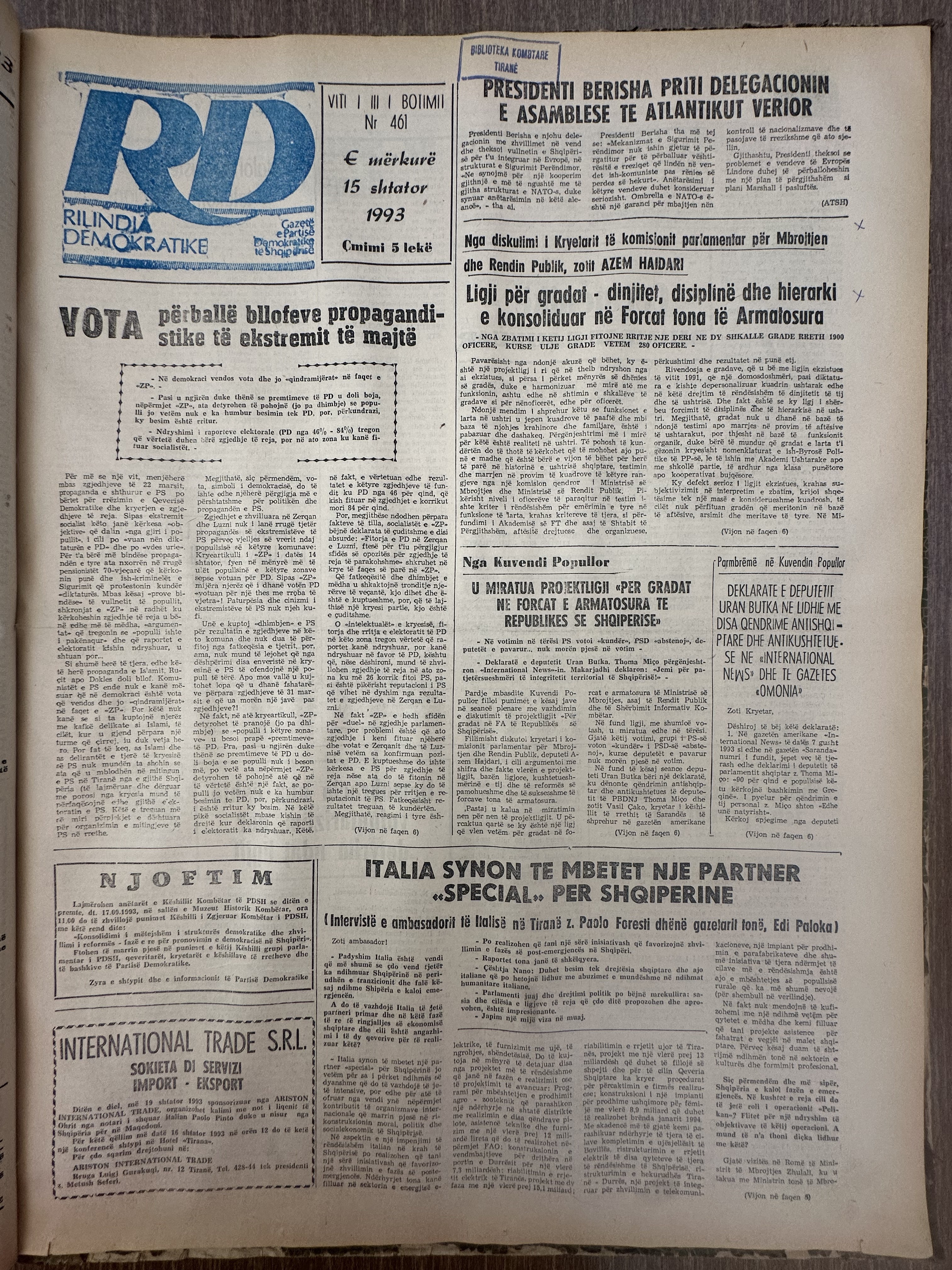 Rilindja Demokratike 1993-09-15