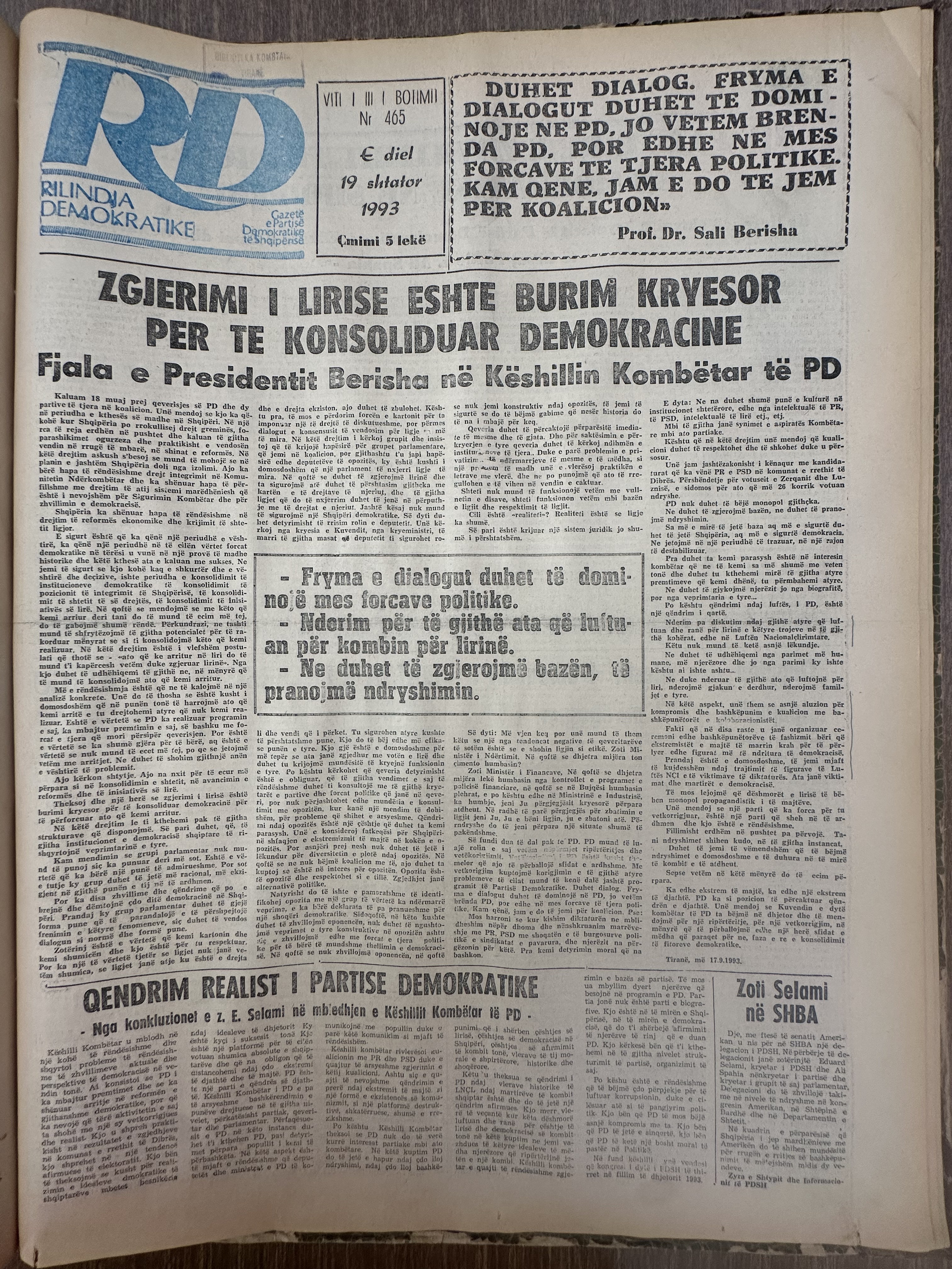 Rilindja Demokratike 1993-09-19