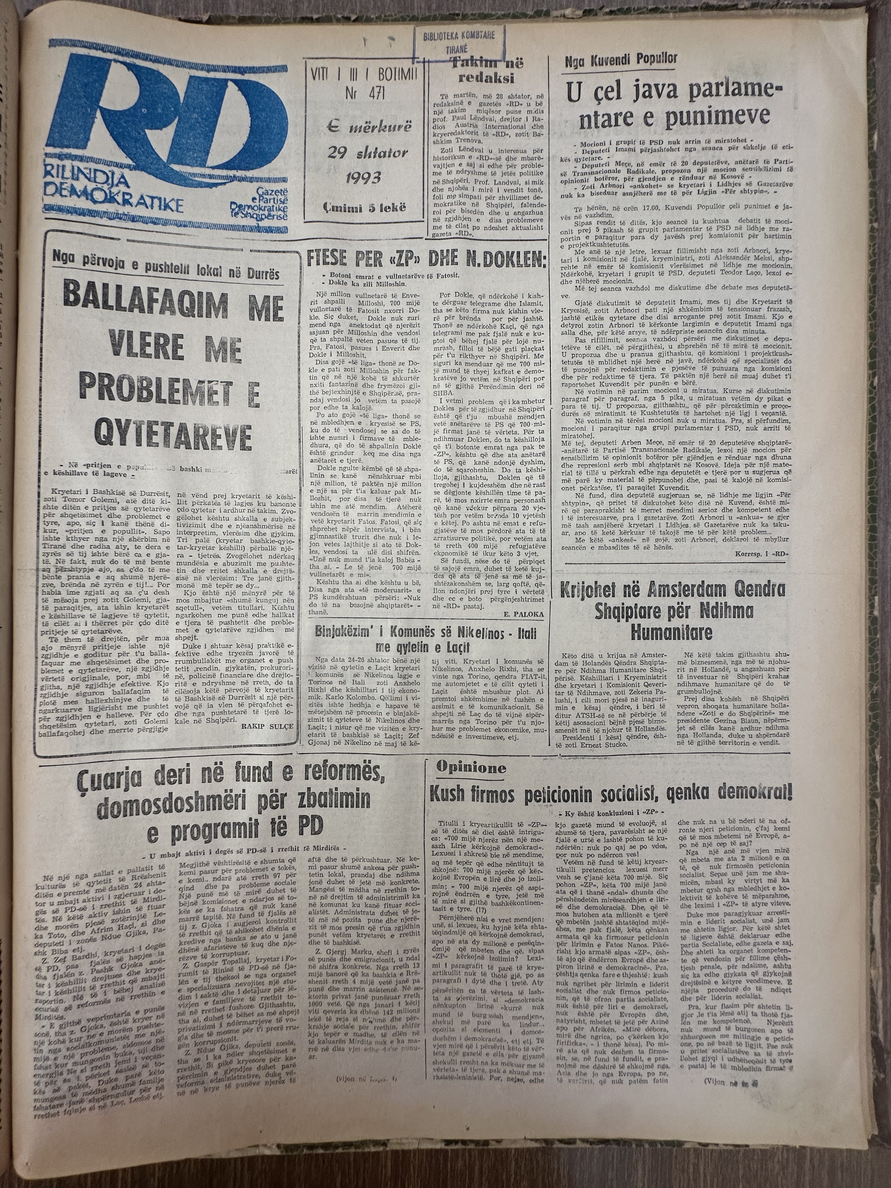 Rilindja Demokratike 1993-09-29