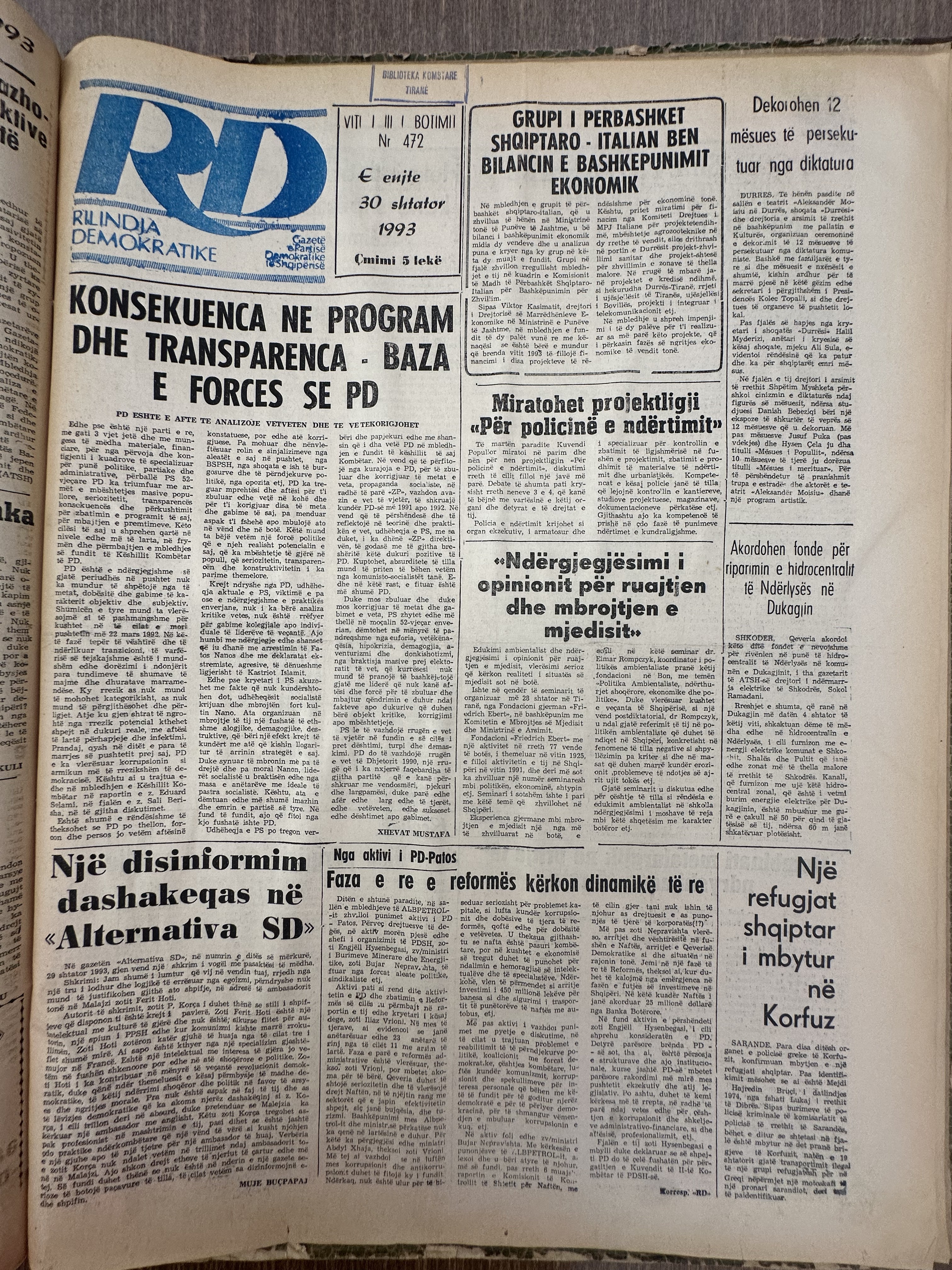 Rilindja Demokratike 1993-09-30